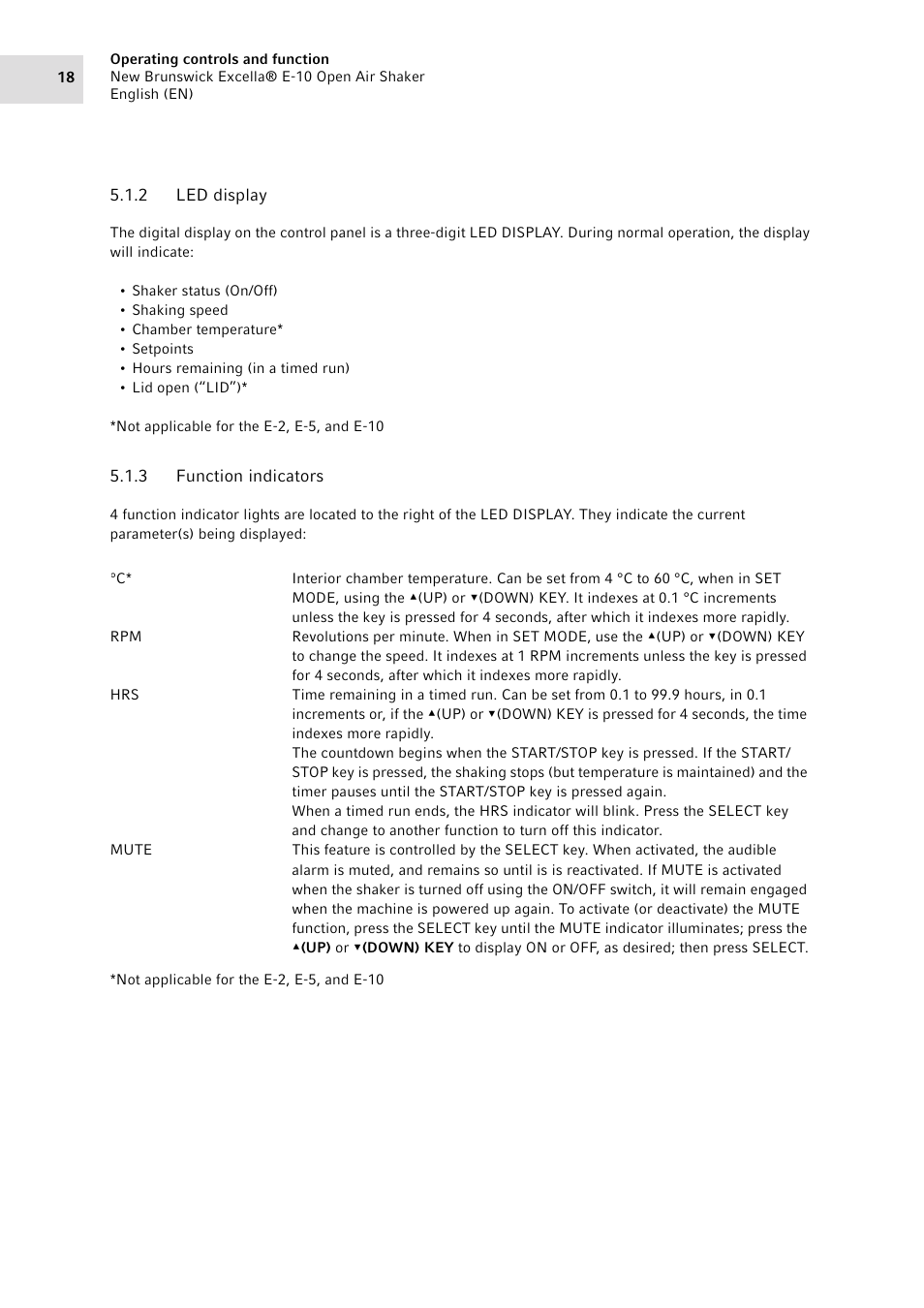 2 led display, 3 function indicators, Led display | Function indicators | Eppendorf Excella E-10 Classic Platform Shaker User Manual | Page 18 / 40