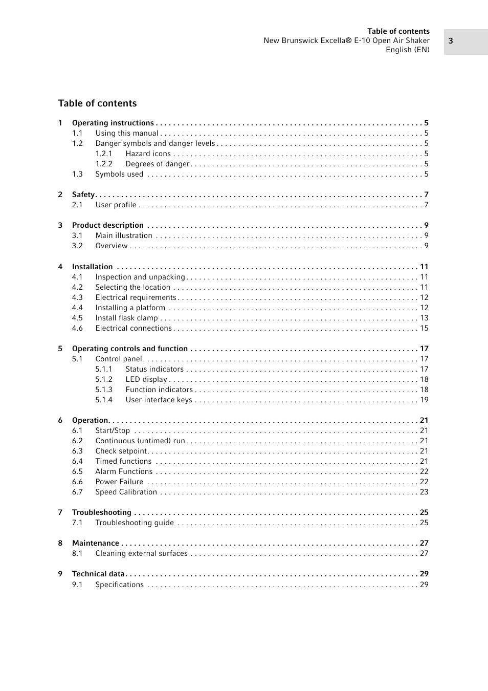 Eppendorf Excella E-10 Classic Platform Shaker User Manual | Page 3 / 40