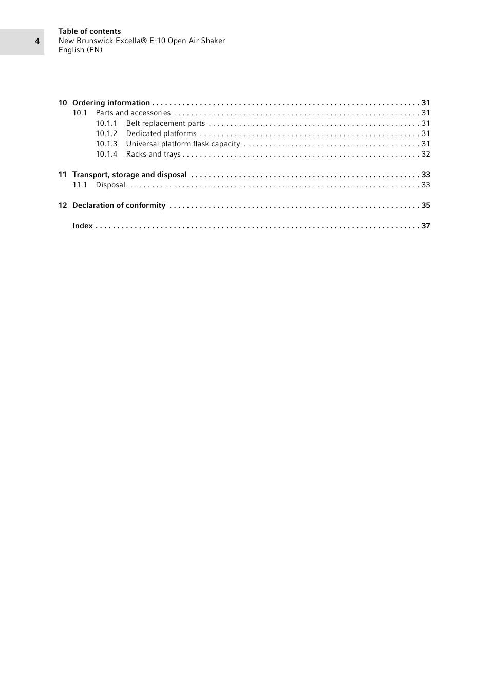 Eppendorf Excella E-10 Classic Platform Shaker User Manual | Page 4 / 40