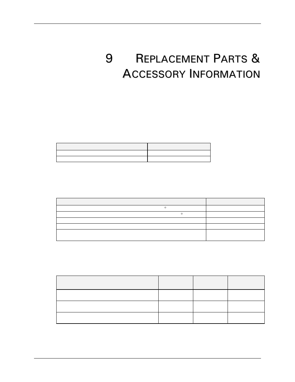 9 replacement parts & accessory information, 1 replacement parts, 2 accessories | 1 half-size platforms, 9r r | Eppendorf C-76 Classic Water Bath Shaker User Manual | Page 35 / 42
