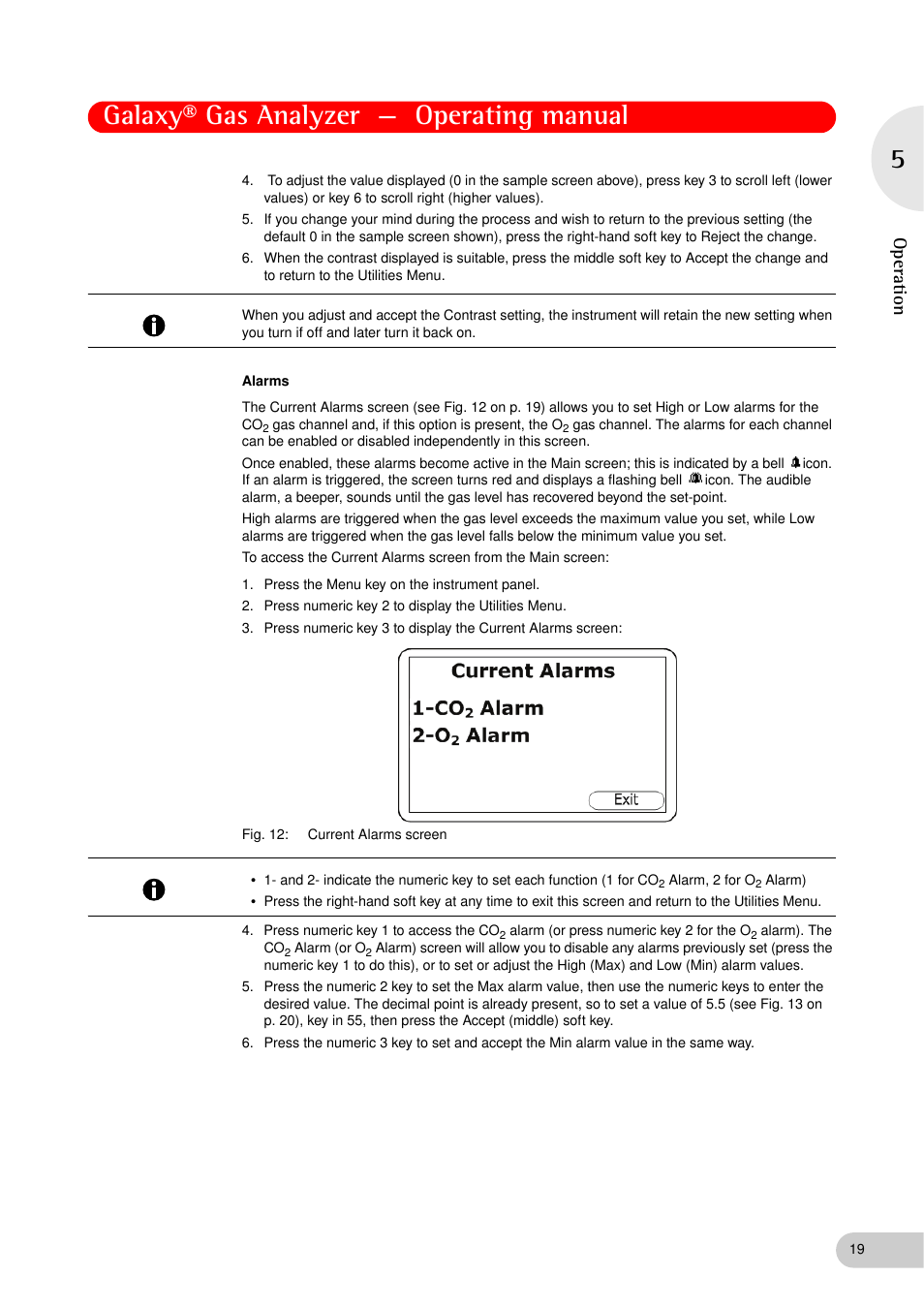 Galaxy® gas analyzer — operating manual, Op er at ion | Eppendorf Galaxy Gas Analyzer User Manual | Page 19 / 56