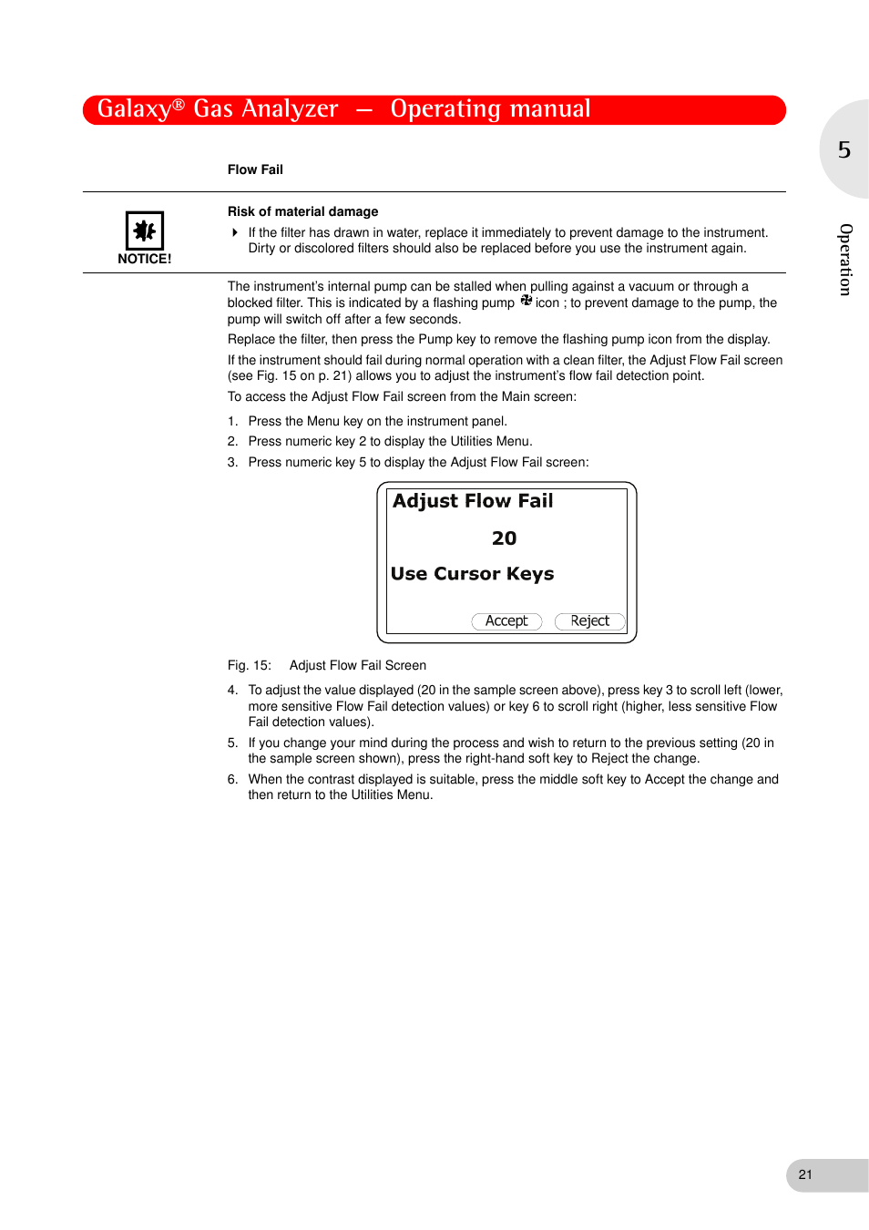 Galaxy® gas analyzer — operating manual, Op er at ion | Eppendorf Galaxy Gas Analyzer User Manual | Page 21 / 56
