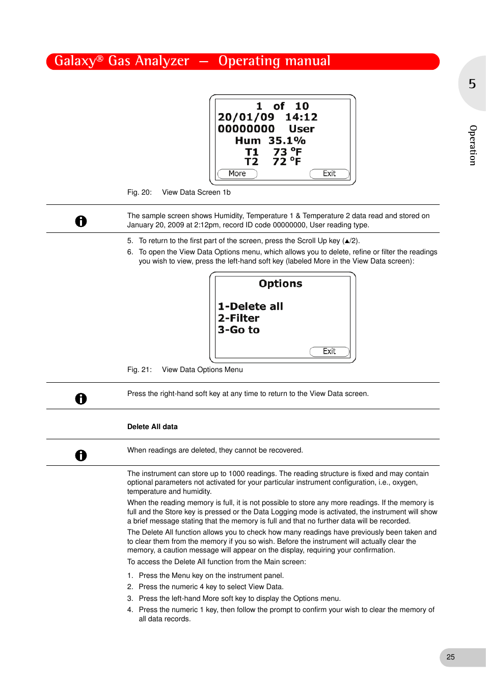 Galaxy® gas analyzer — operating manual, Op er at ion | Eppendorf Galaxy Gas Analyzer User Manual | Page 25 / 56
