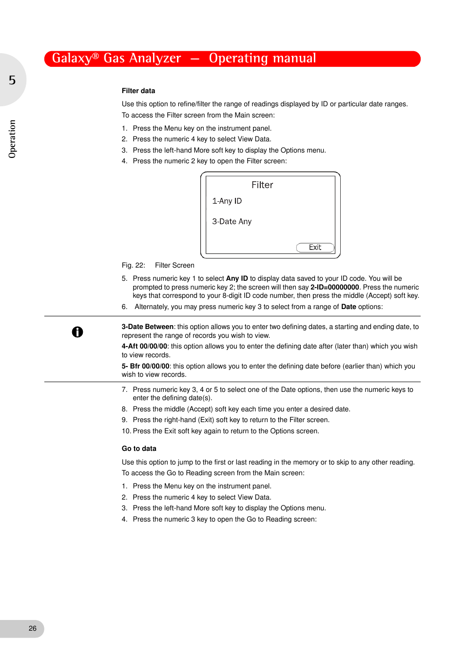 Galaxy® gas analyzer — operating manual, Operation | Eppendorf Galaxy Gas Analyzer User Manual | Page 26 / 56