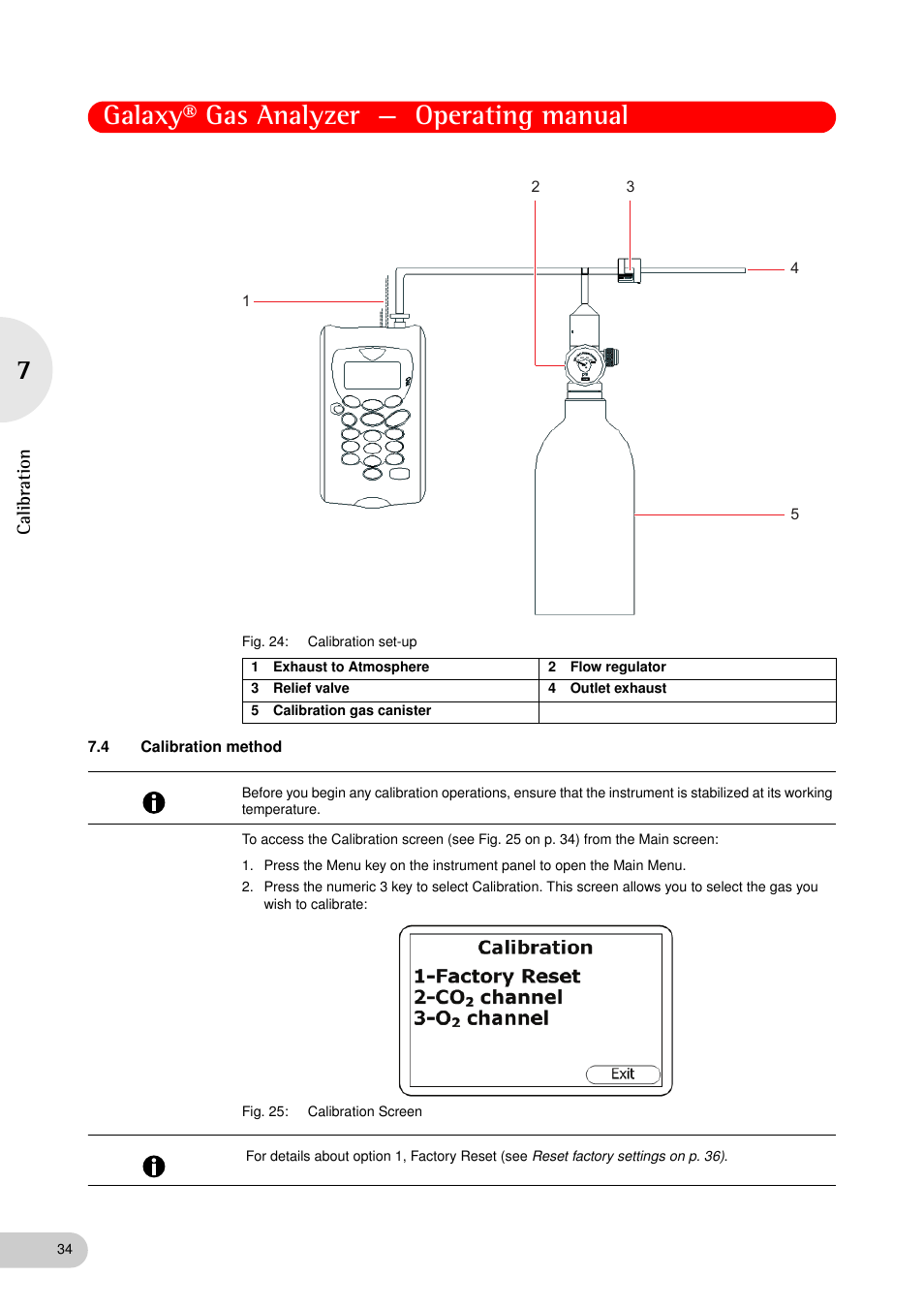 4 calibration method, Calibration method, Galaxy® gas analyzer — operating manual | Calibration | Eppendorf Galaxy Gas Analyzer User Manual | Page 34 / 56
