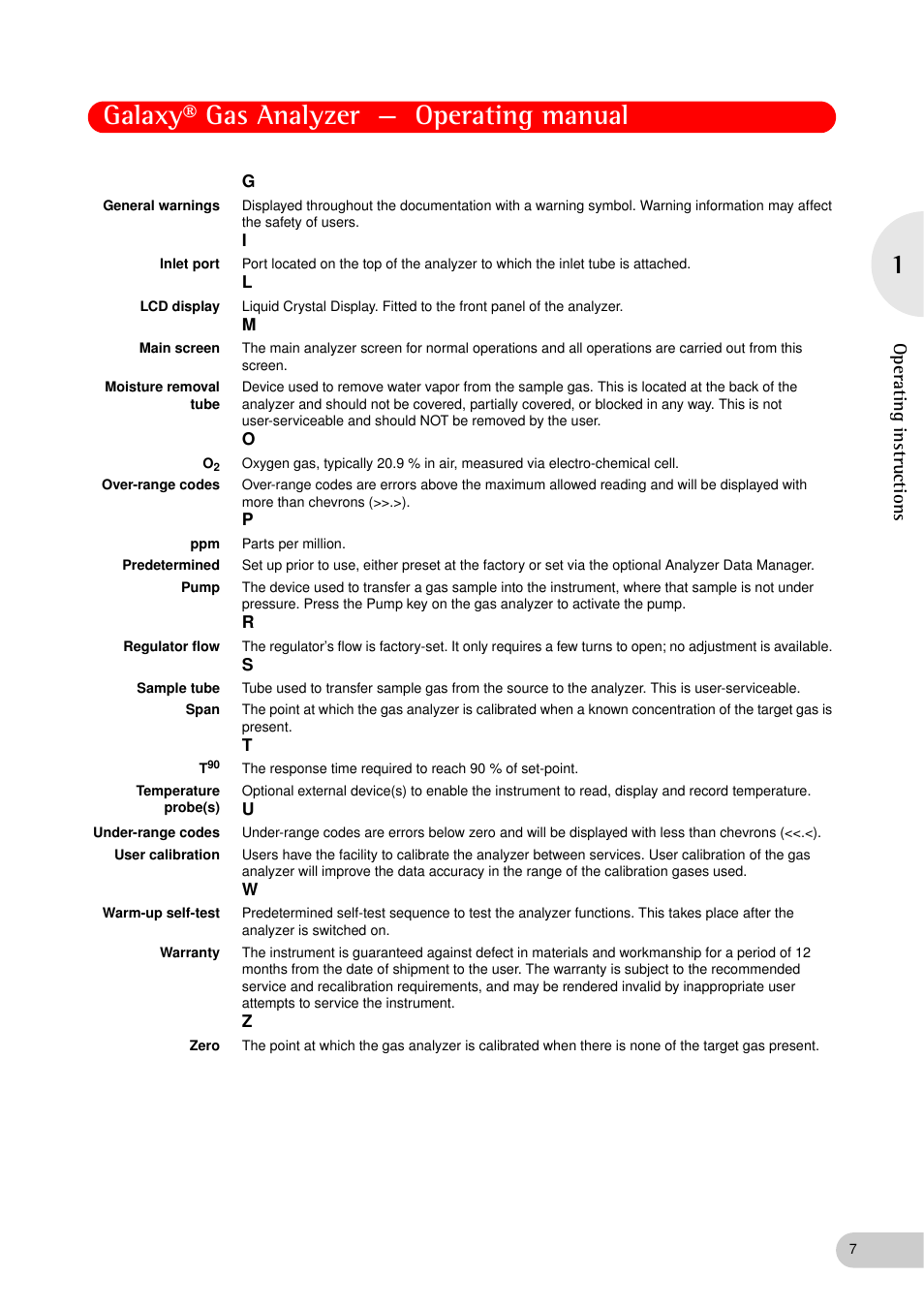 Galaxy® gas analyzer — operating manual, Oper at ing in st ruct ions | Eppendorf Galaxy Gas Analyzer User Manual | Page 7 / 56