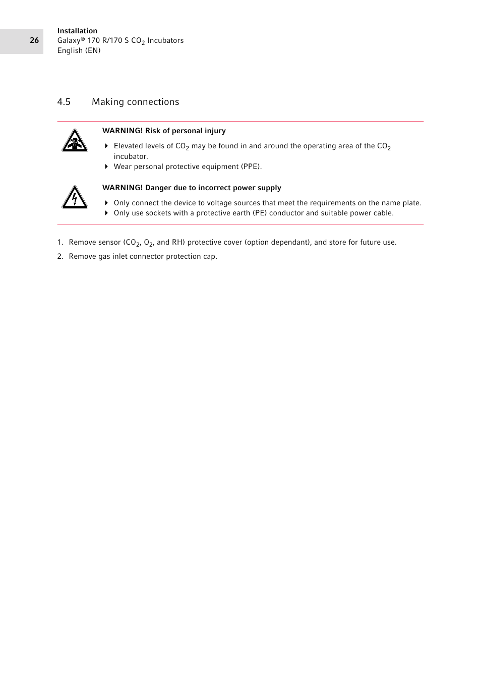 5 making connections, Making connections | Eppendorf Galaxy CO2 Sensor User Manual | Page 26 / 110