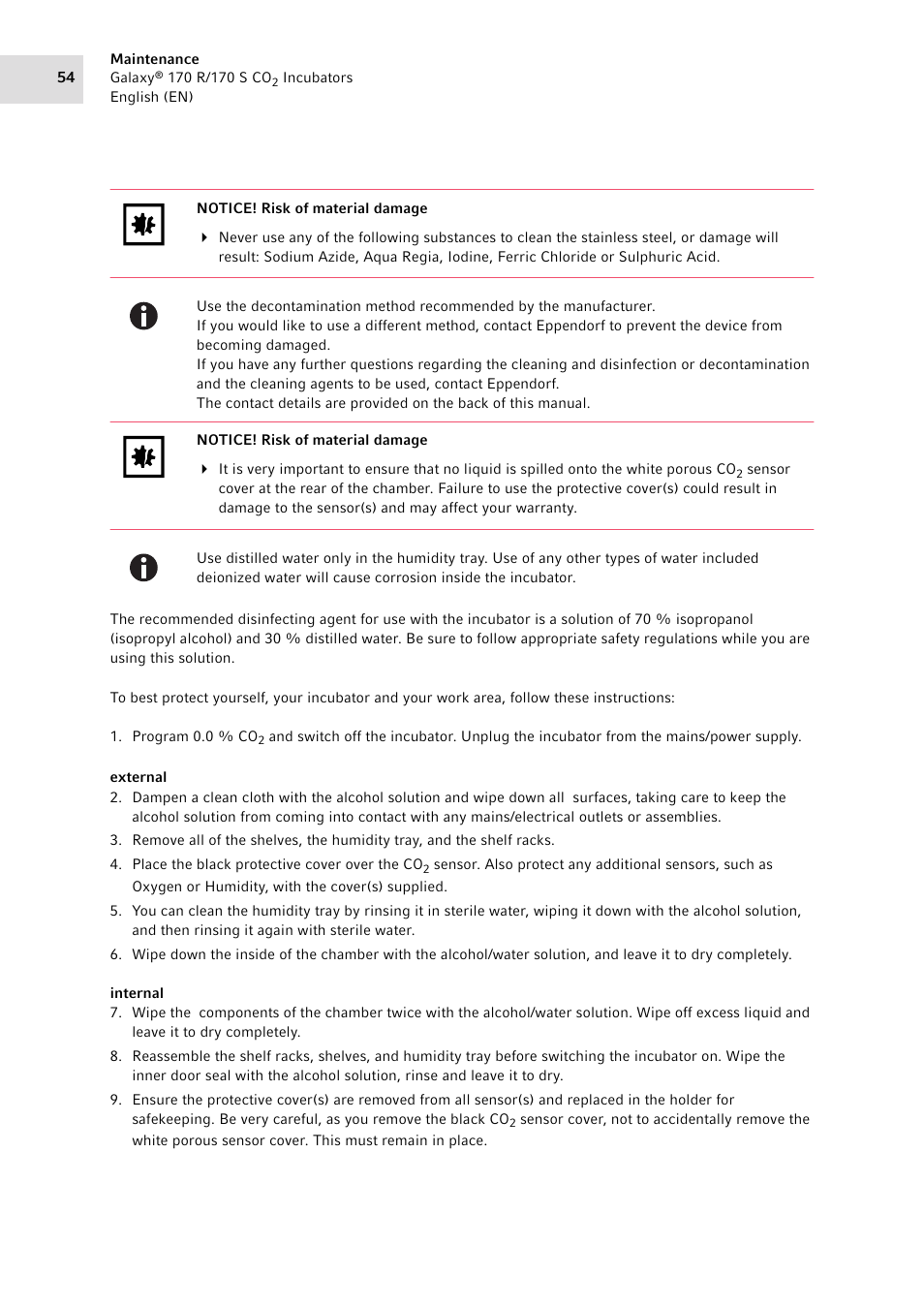 Eppendorf Galaxy CO2 Sensor User Manual | Page 54 / 110