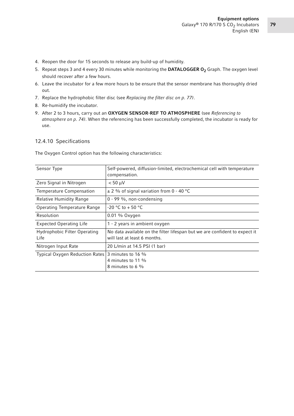 10 specifications | Eppendorf Galaxy CO2 Sensor User Manual | Page 79 / 110
