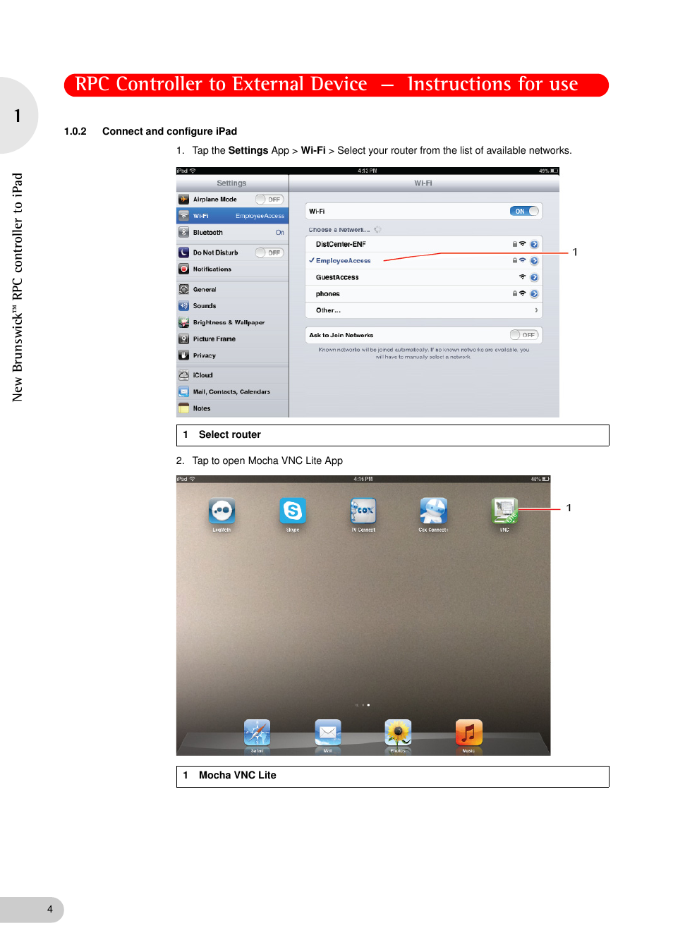 2 connect and configure ipad | Eppendorf New Brunswick RPC Controller User Manual | Page 4 / 14