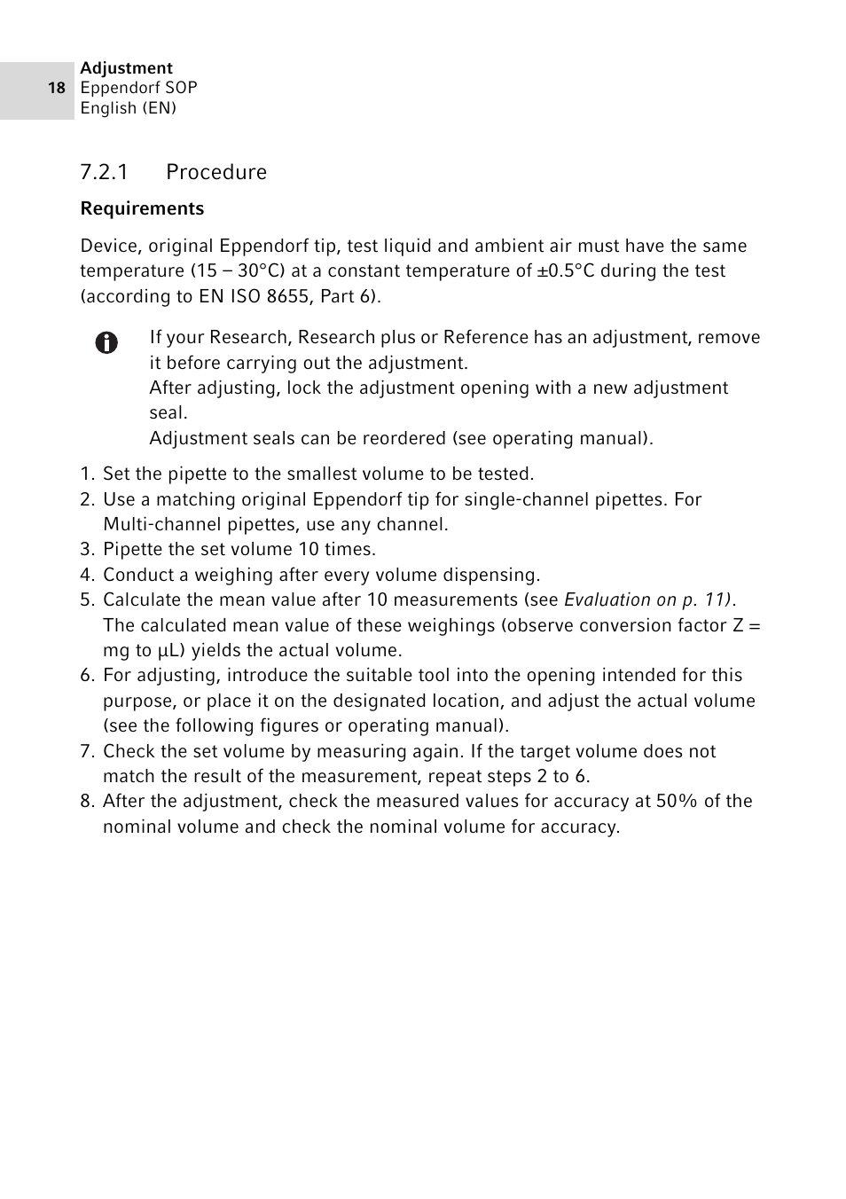 1 procedure, Procedure | Eppendorf SOP User Manual | Page 18 / 64