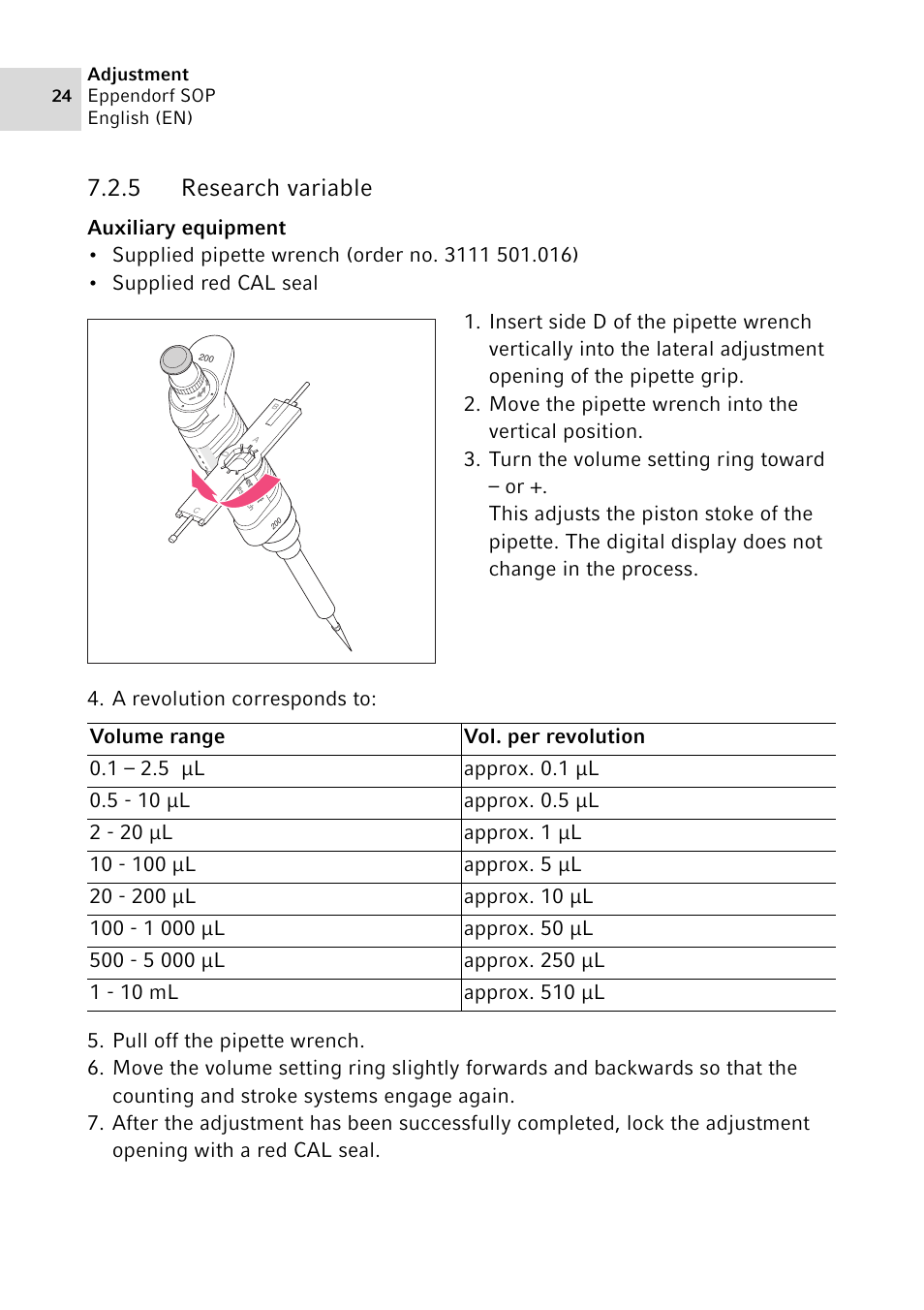 5 research variable, Research variable | Eppendorf SOP User Manual | Page 24 / 64