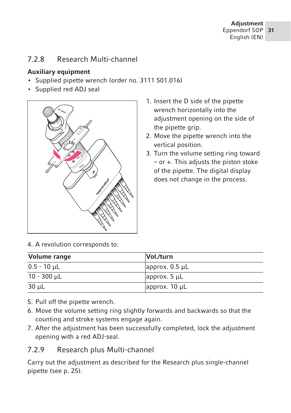 8 research multi-channel, 9 research plus multi-channel, Research multi-channel | Research plus multi-channel | Eppendorf SOP User Manual | Page 31 / 64