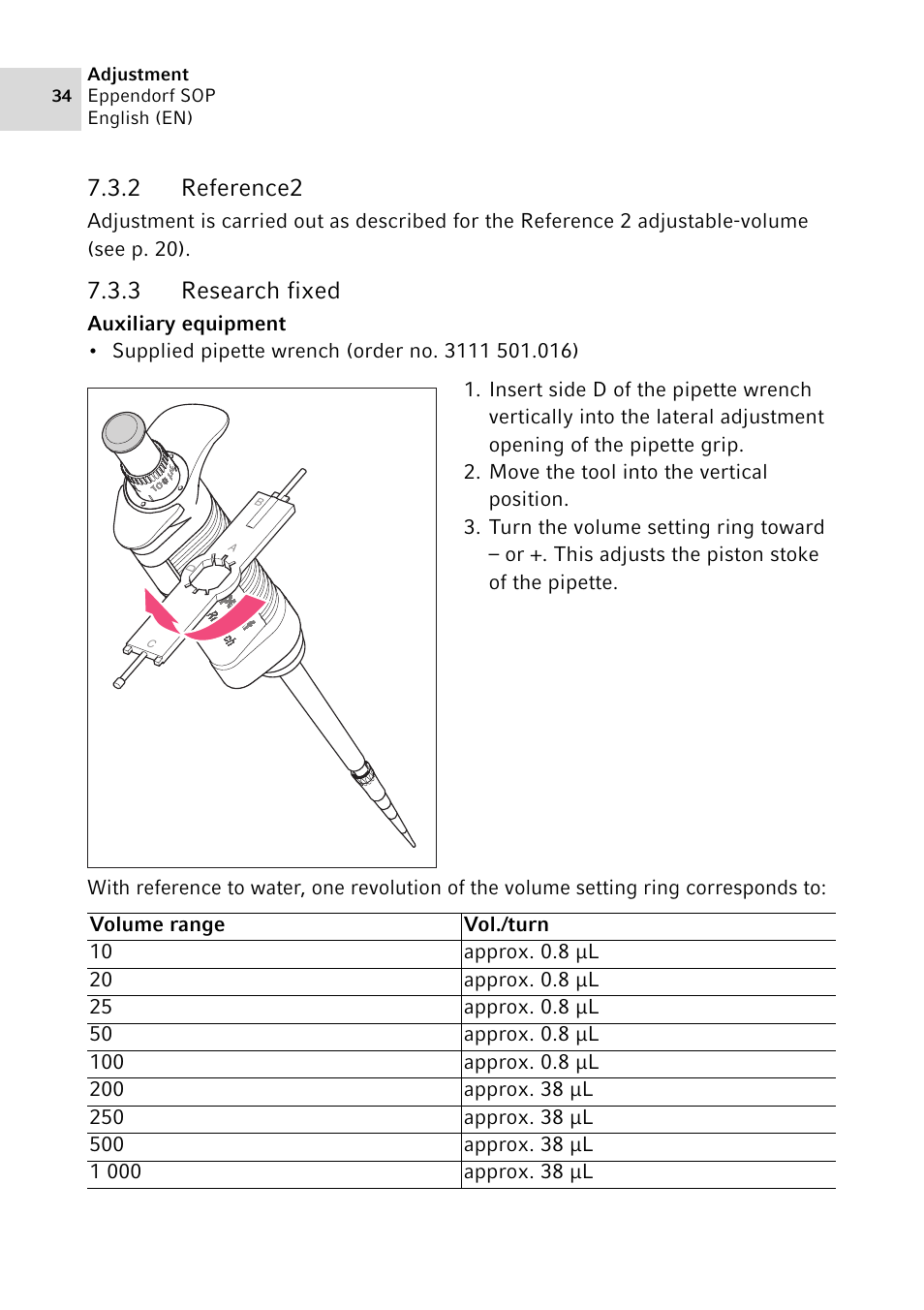 2 reference2, 3 research fixed, Reference2 | Research fixed | Eppendorf SOP User Manual | Page 34 / 64