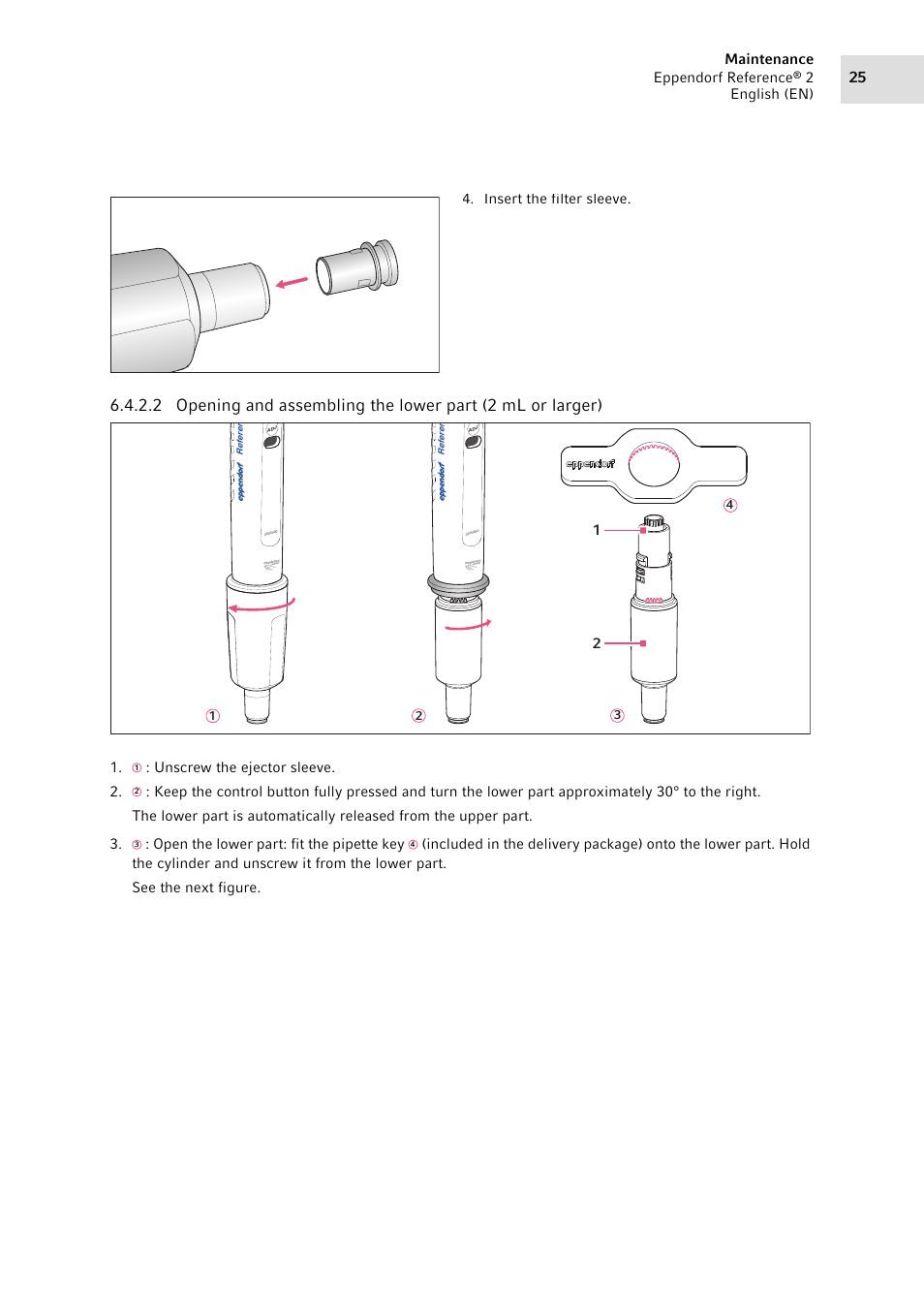 Maintenance eppendorf reference, 2english (en) | Eppendorf Pipette Reference 2 User Manual | Page 25 / 44