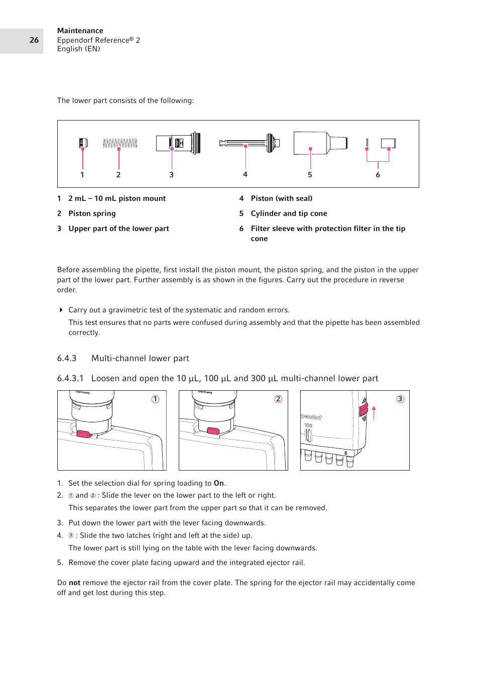 3 multi-channel lower part, Multi-channel lower part | Eppendorf Pipette Reference 2 User Manual | Page 26 / 44