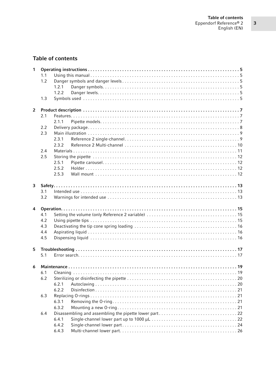 Eppendorf Pipette Reference 2 User Manual | Page 3 / 44