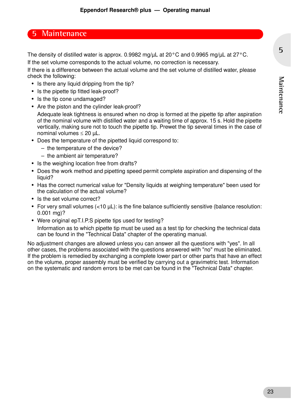 5 maintenance | Eppendorf Research plus User Manual | Page 23 / 42