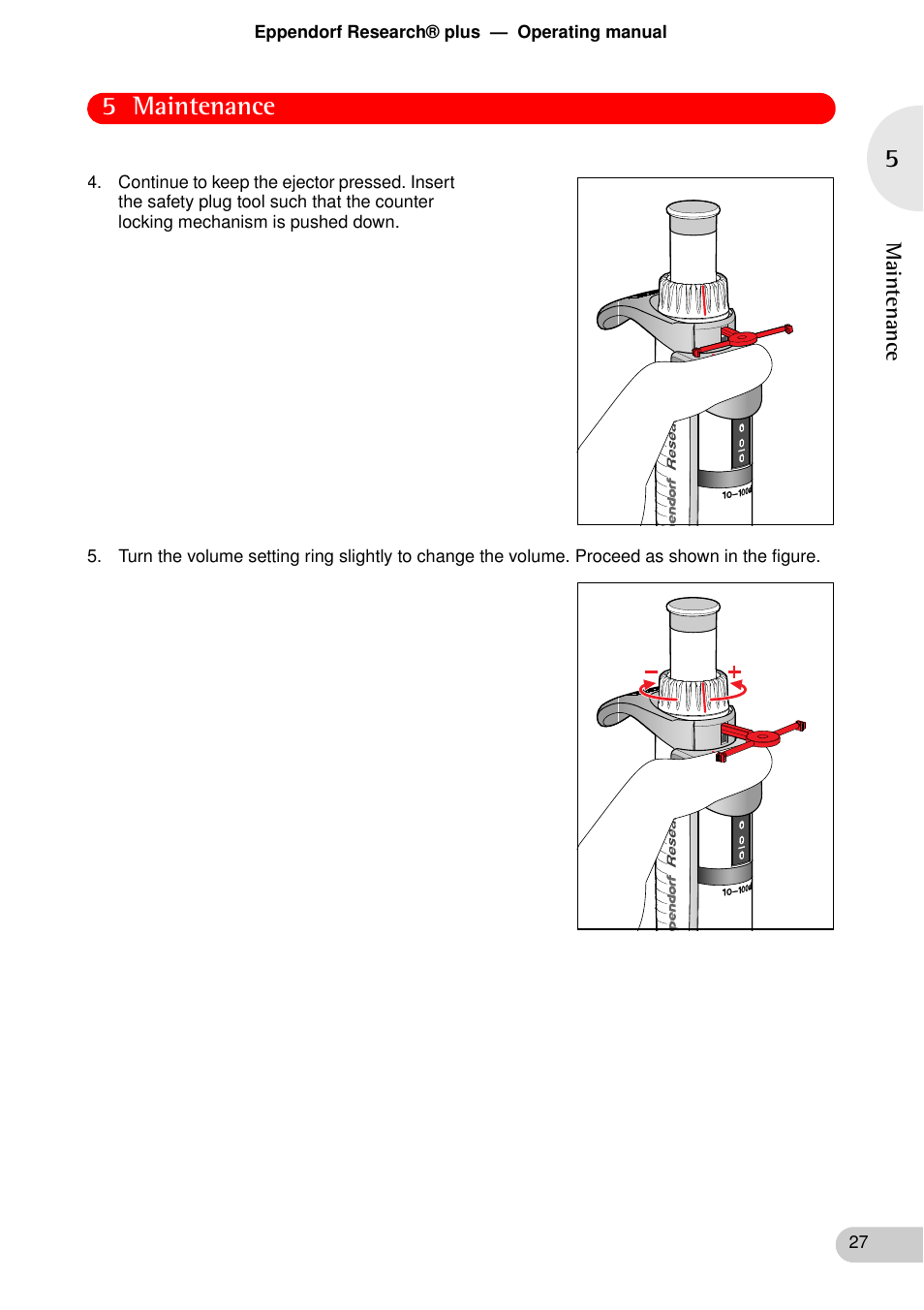 5 maintenance | Eppendorf Research plus User Manual | Page 27 / 42