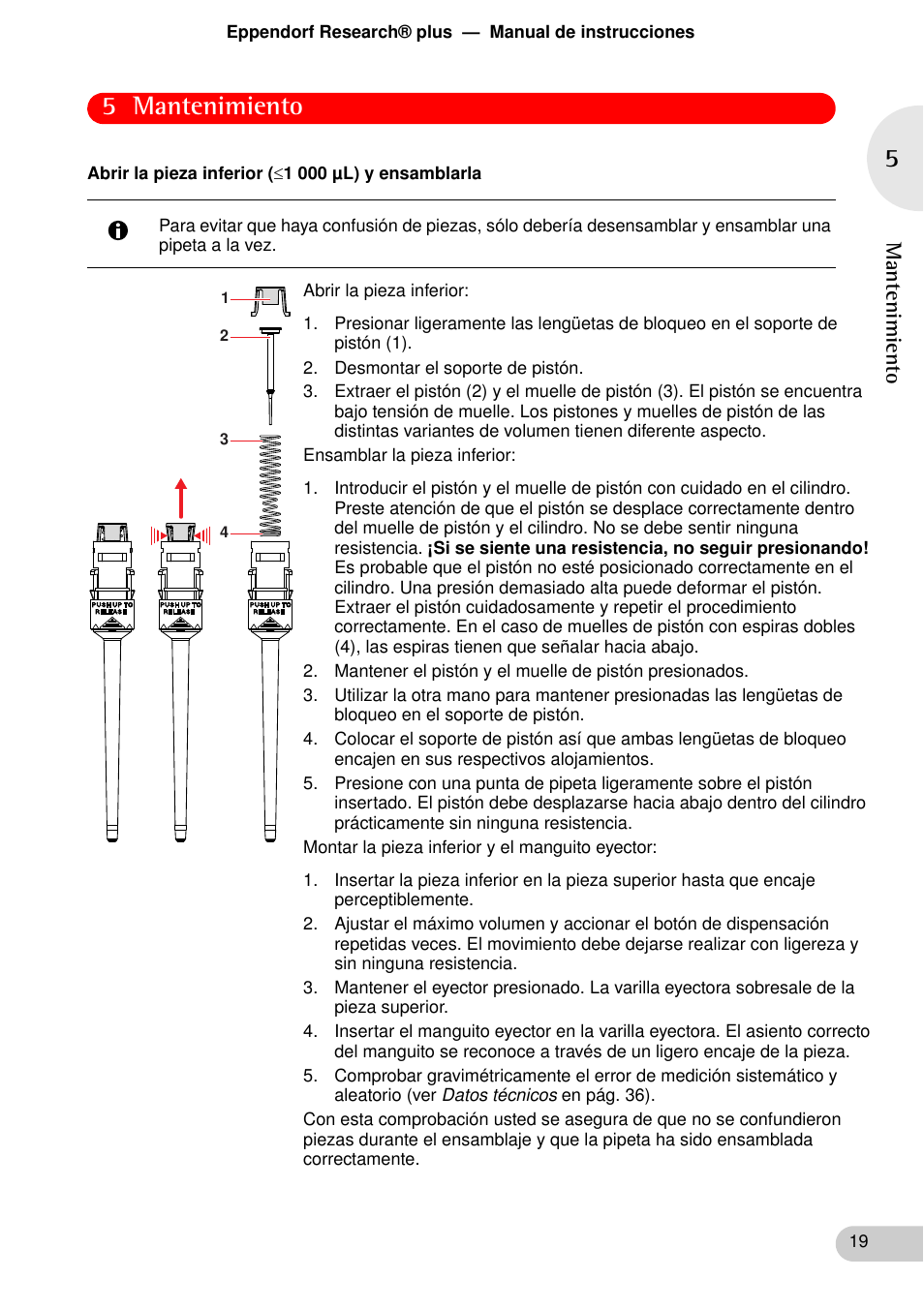 5 mantenimiento | Eppendorf Research plus User Manual | Page 19 / 44