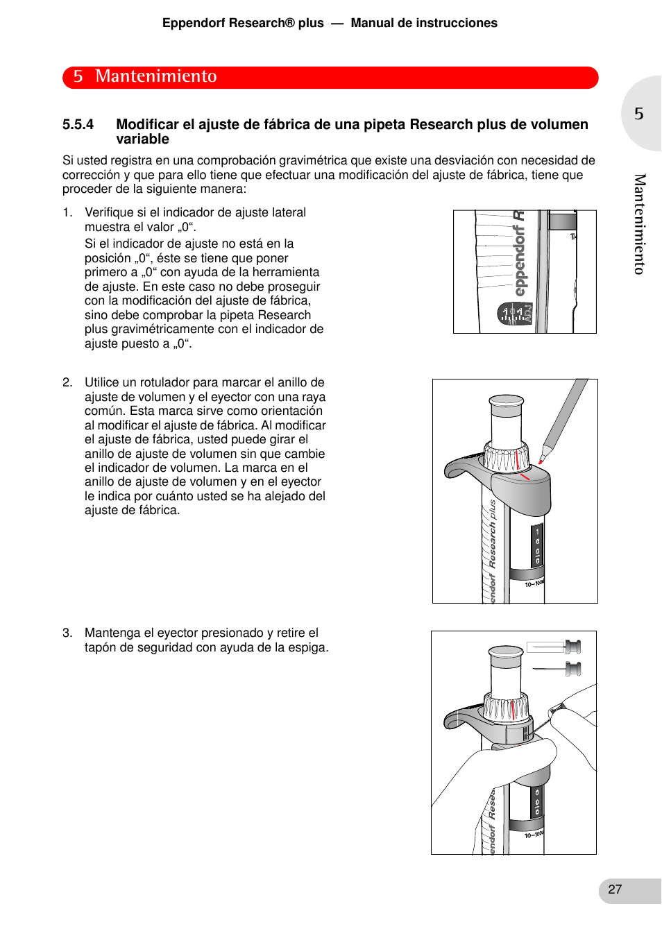 5 mantenimiento | Eppendorf Research plus User Manual | Page 27 / 44