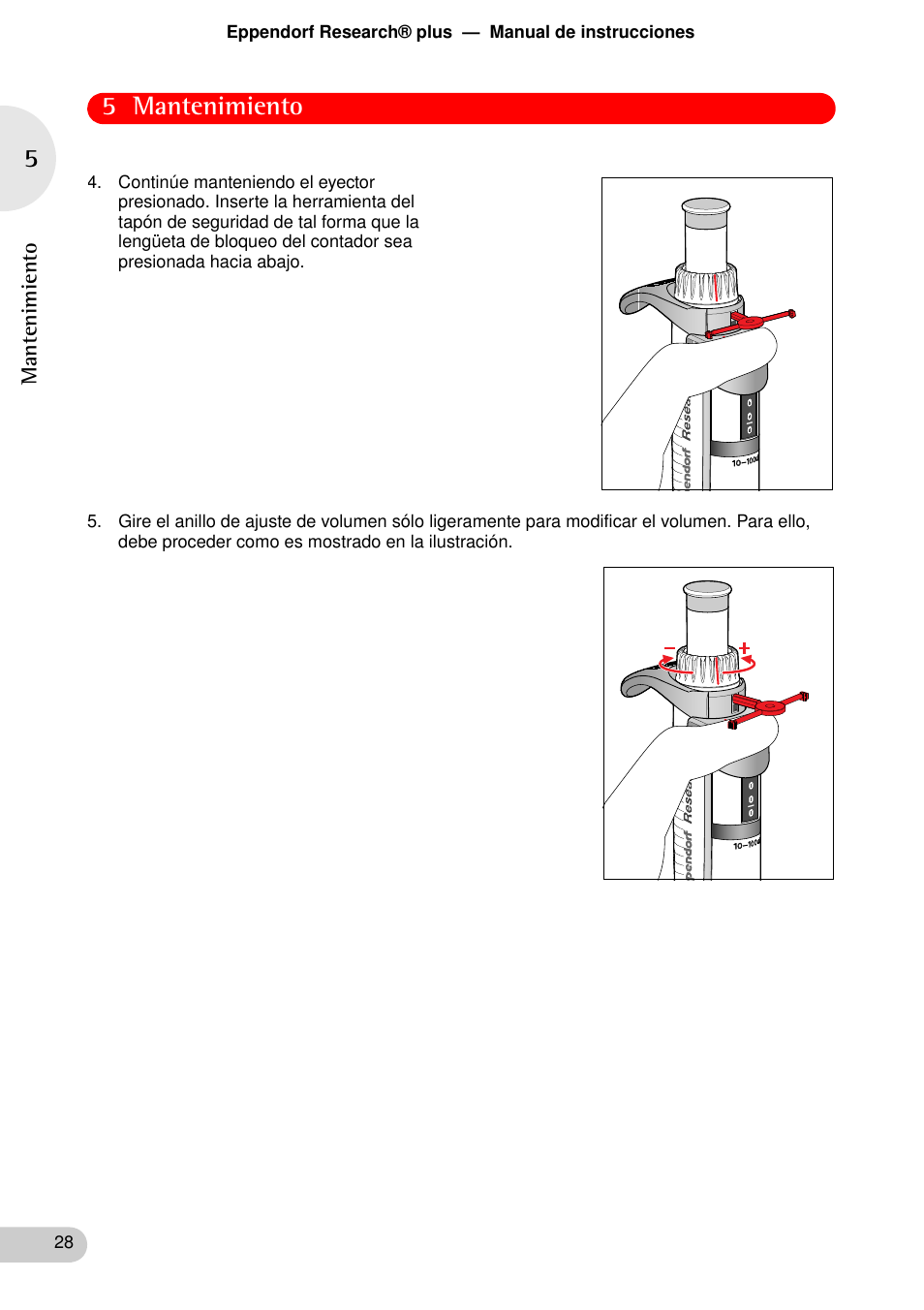 5 mantenimiento | Eppendorf Research plus User Manual | Page 28 / 44