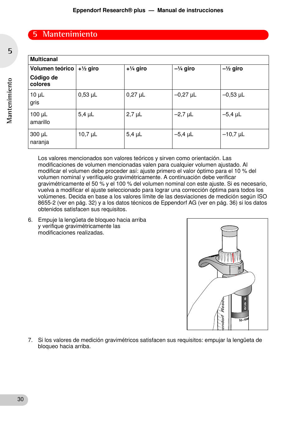 5 mantenimiento | Eppendorf Research plus User Manual | Page 30 / 44