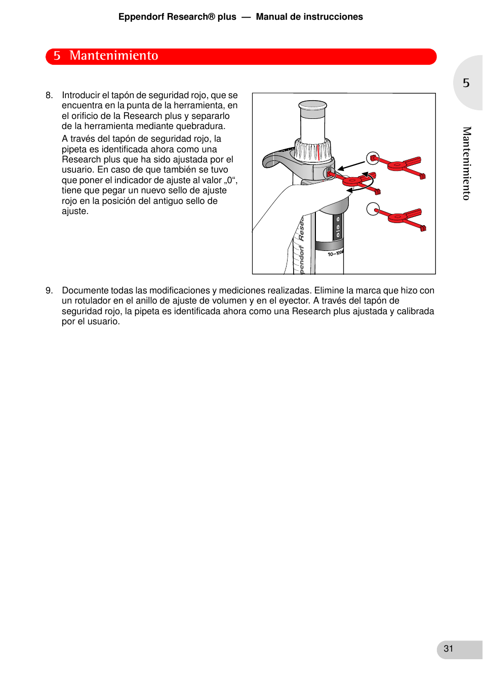 5 mantenimiento | Eppendorf Research plus User Manual | Page 31 / 44