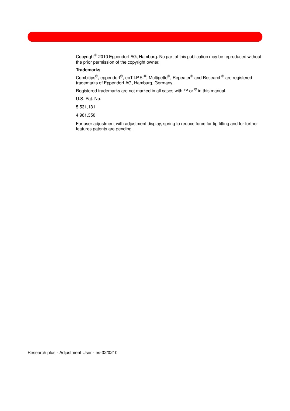 Eppendorf Research plus Adjustment Factory User Manual | Page 2 / 14