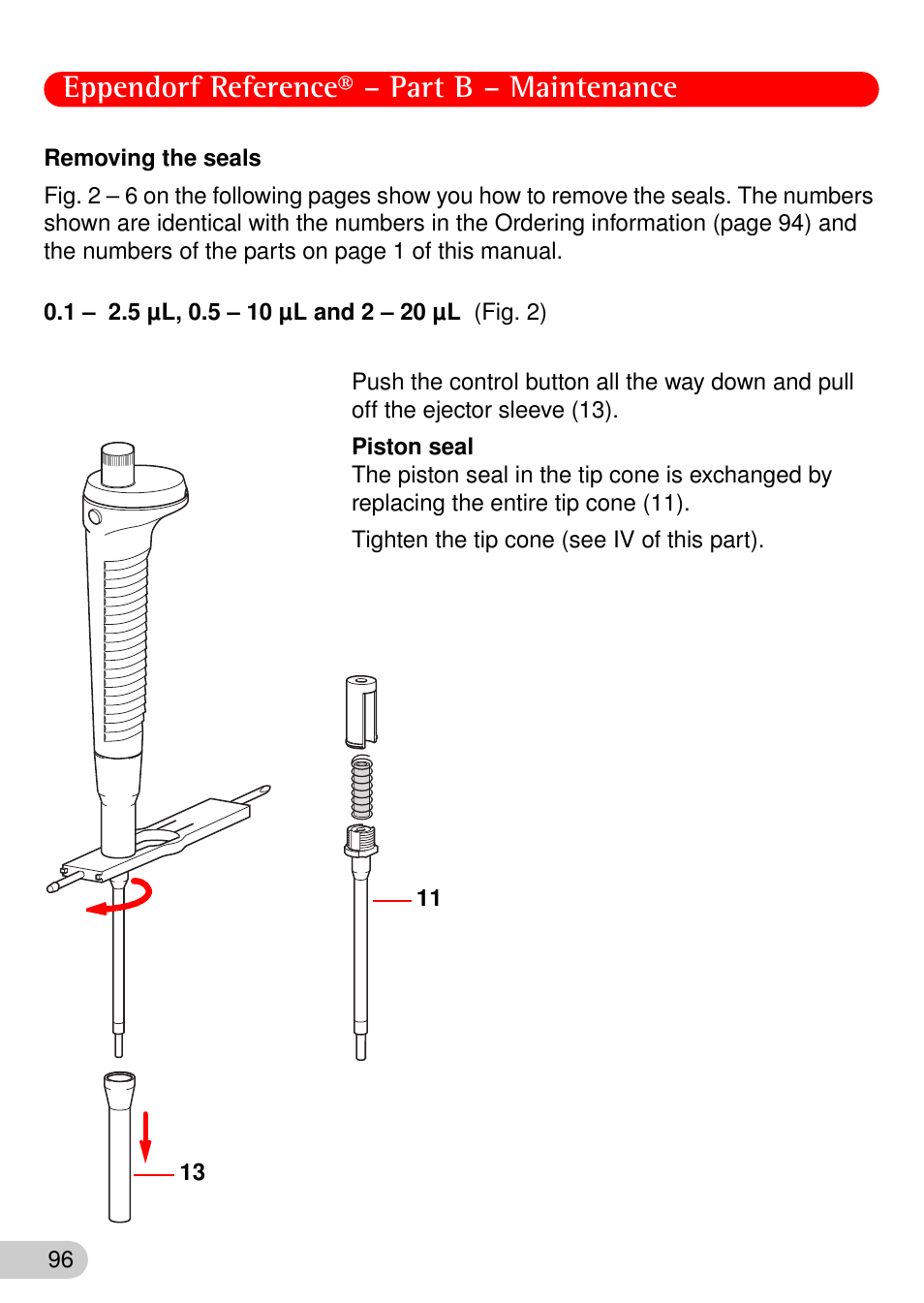 Removing the seals, Eppendorf reference® – part b – maintenance | Eppendorf Reference User Manual | Page 27 / 46