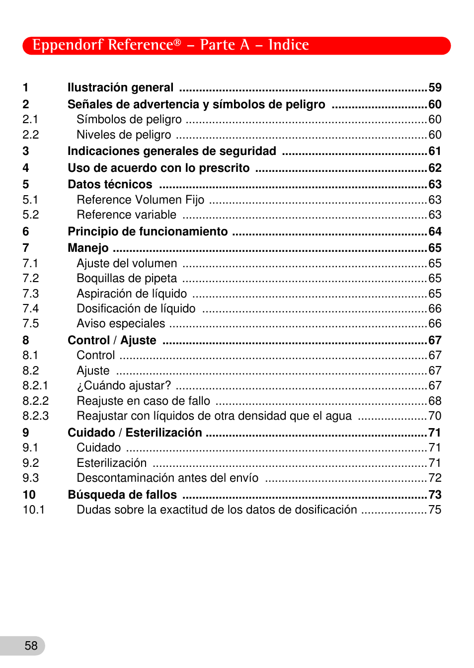 Eppendorf reference® – parte a – indice | Eppendorf Reference User Manual | Page 5 / 46