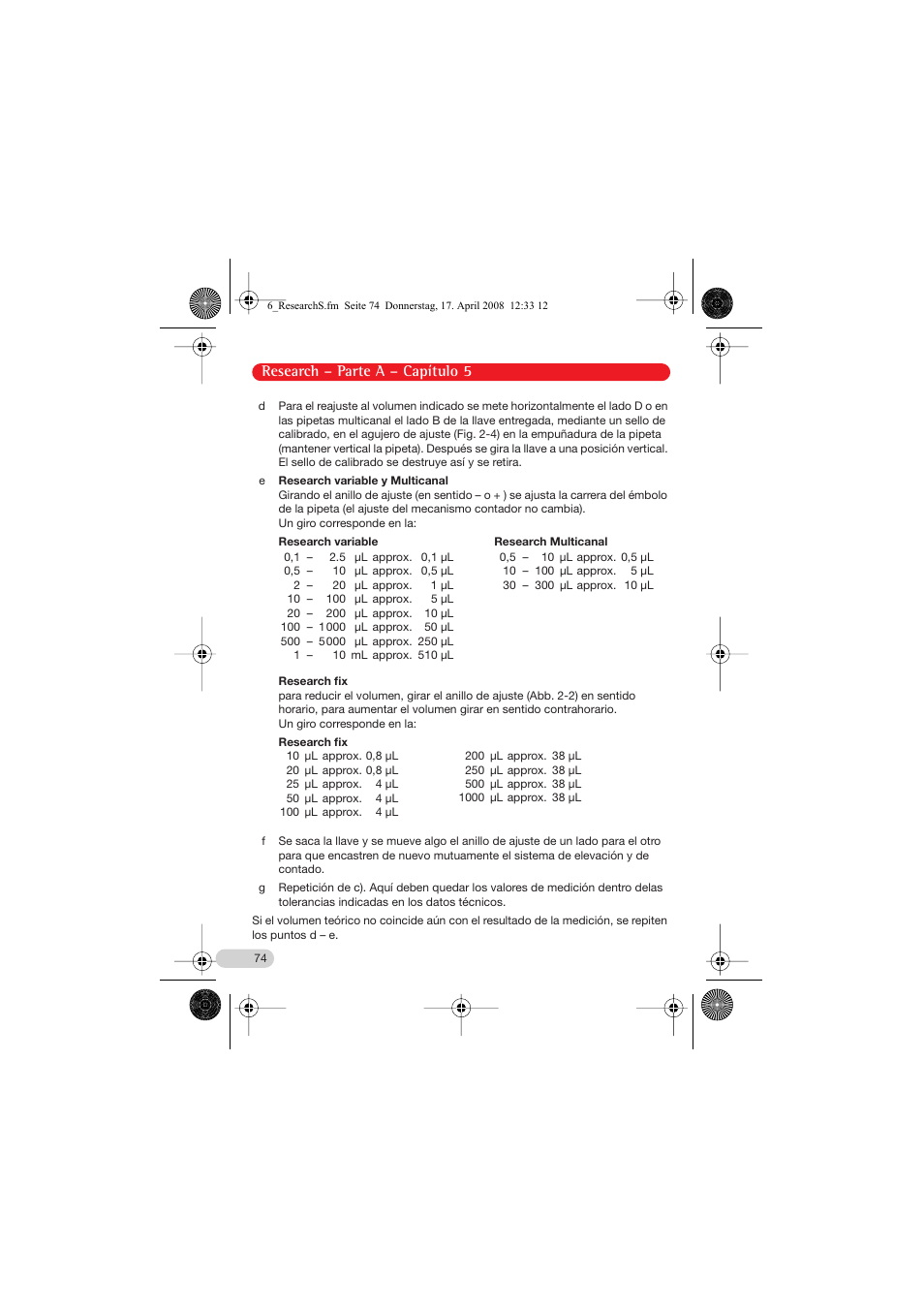 Research – parte a – capítulo 5 | Eppendorf Research Family - fix, variable, multi User Manual | Page 14 / 42