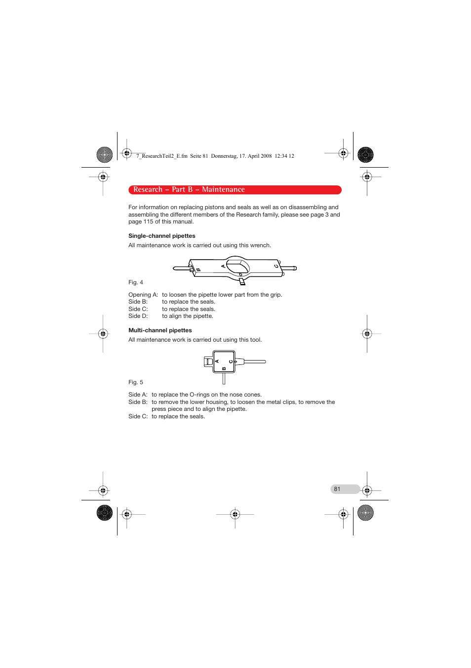 Research – part b – maintenance | Eppendorf Research Family - fix, variable, multi User Manual | Page 21 / 42