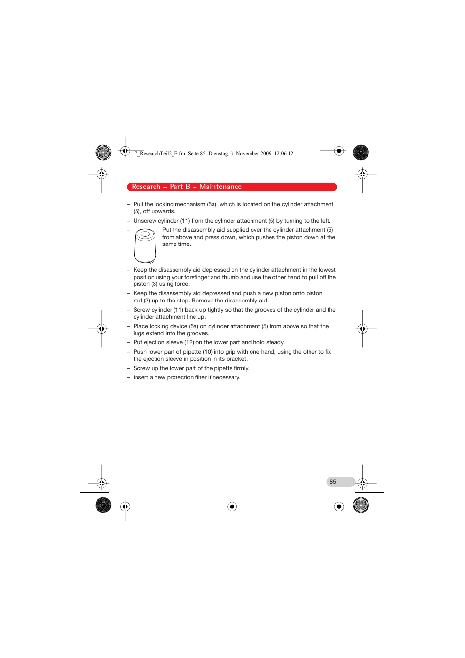 Research – part b – maintenance | Eppendorf Research Family - fix, variable, multi User Manual | Page 25 / 42