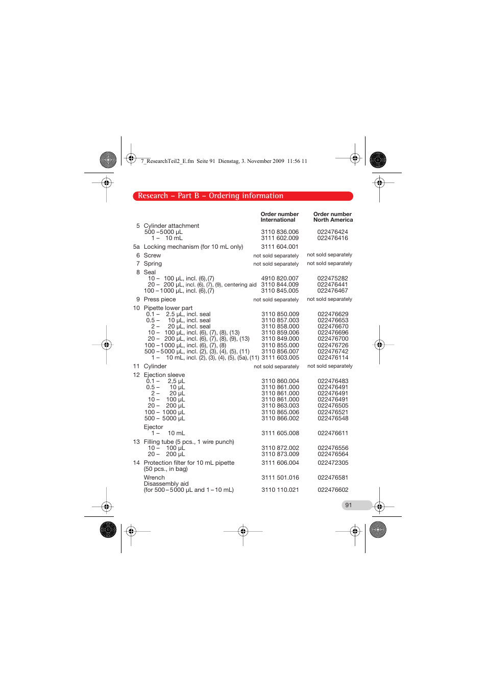 Research – part b – ordering information | Eppendorf Research Family - fix, variable, multi User Manual | Page 31 / 42