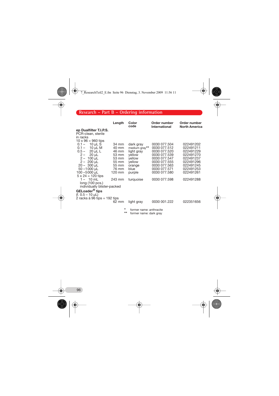 Research – part b – ordering information | Eppendorf Research Family - fix, variable, multi User Manual | Page 36 / 42