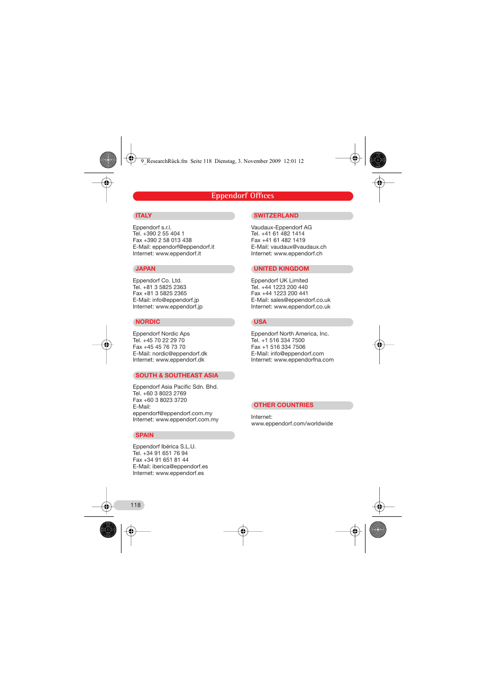 Eppendorf offices | Eppendorf Research Family - fix, variable, multi User Manual | Page 40 / 42