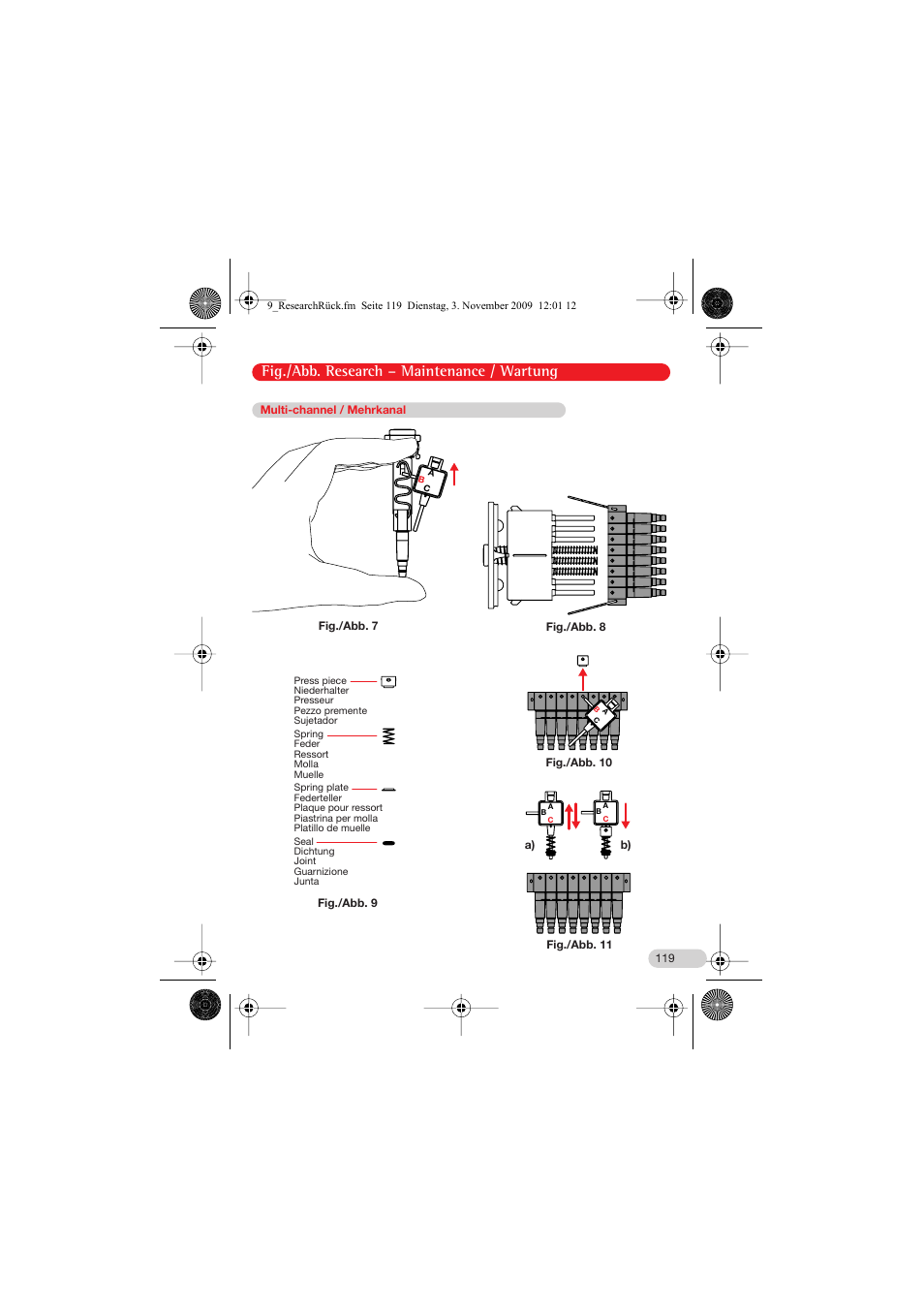 Fig./abb. 7 – fig./abb. 11, Fig./abb. research – maintenance / wartung | Eppendorf Research Family - fix, variable, multi User Manual | Page 41 / 42