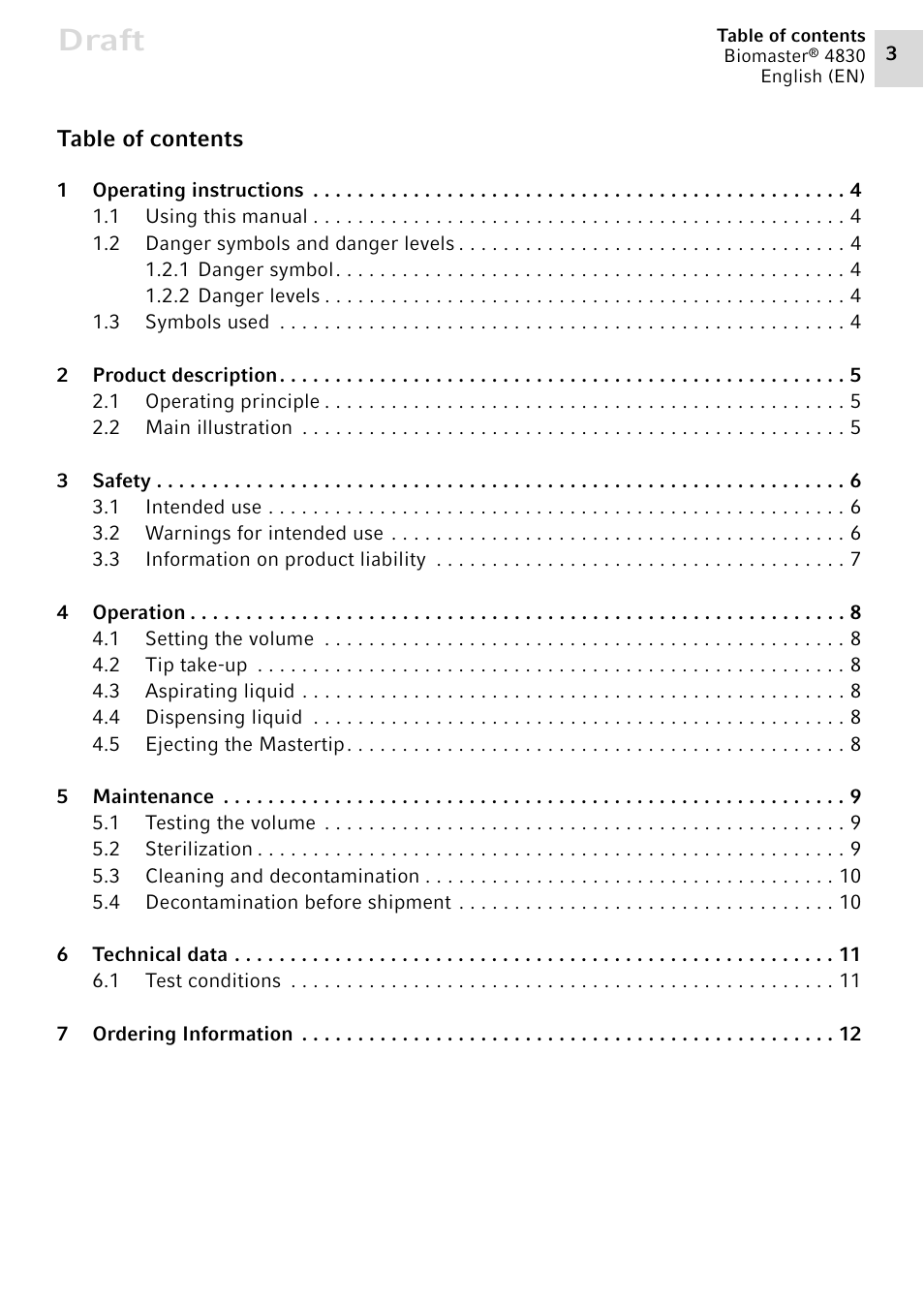 Draft | Eppendorf Biomaster 4830 User Manual | Page 3 / 14