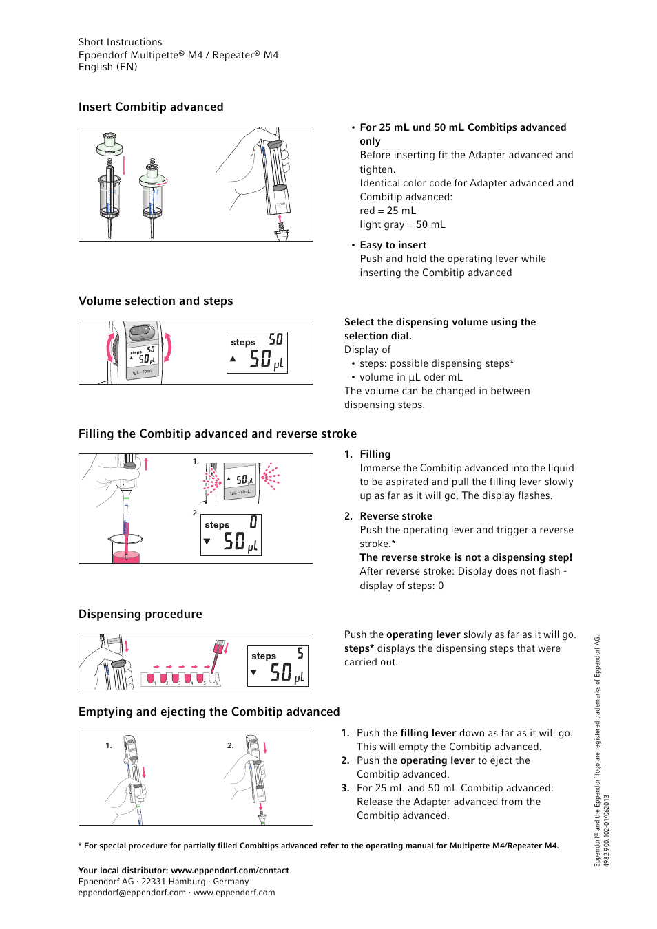 Short instructions eppendorf multipette, M4 / repeater, M4 english (en) | Eppendorf Multipette M4 User Manual | Page 2 / 2