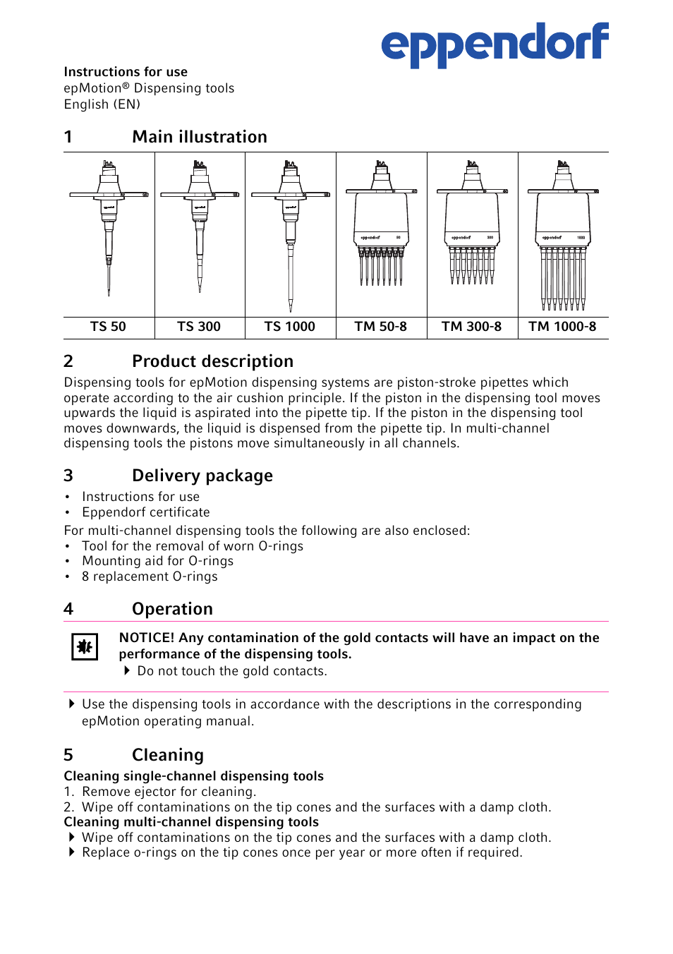 Eppendorf epMotion Dispensing tools User Manual | 2 pages