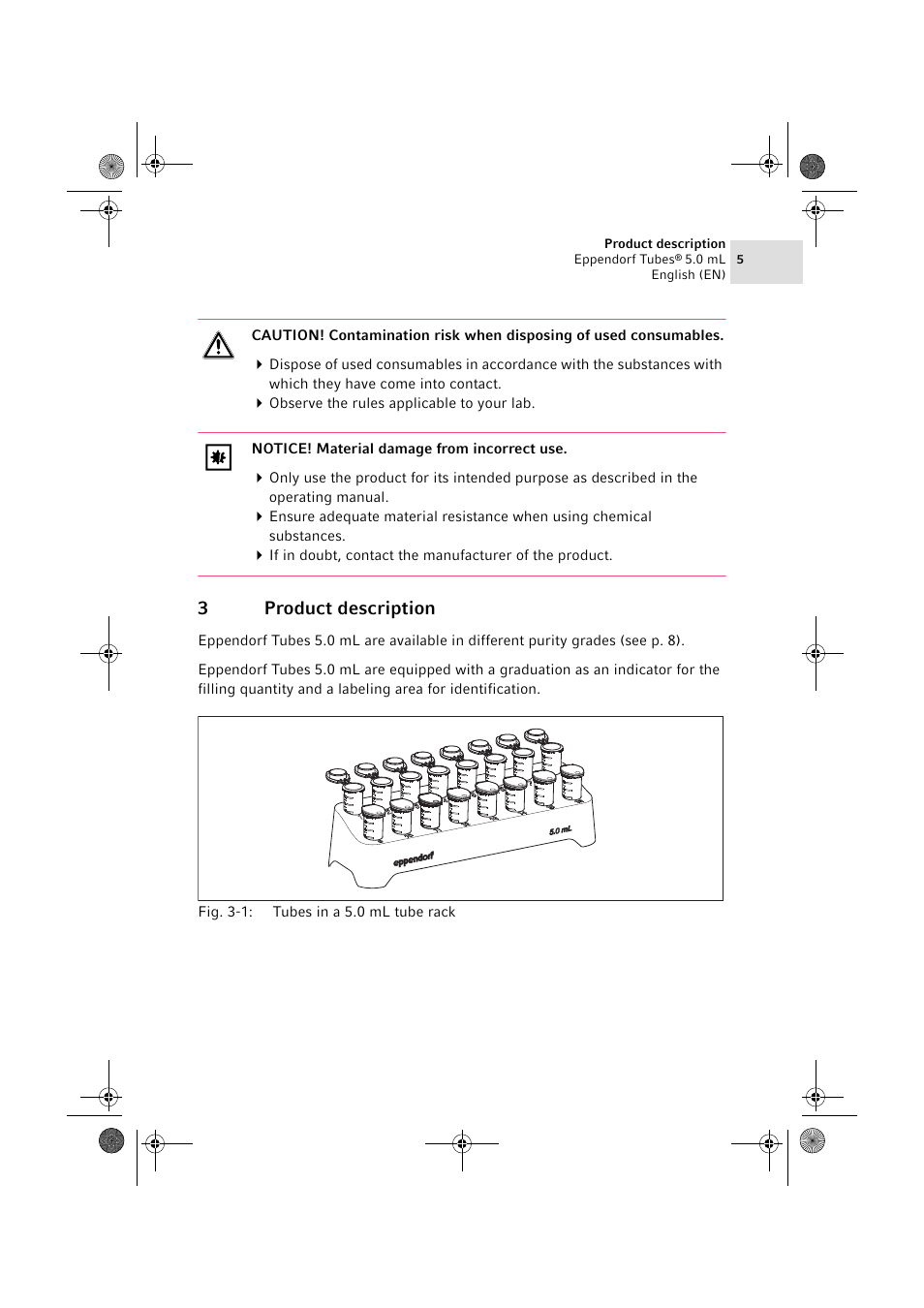 3 product description, 3product description | Eppendorf Tubes 5.0 mL User Manual | Page 5 / 12