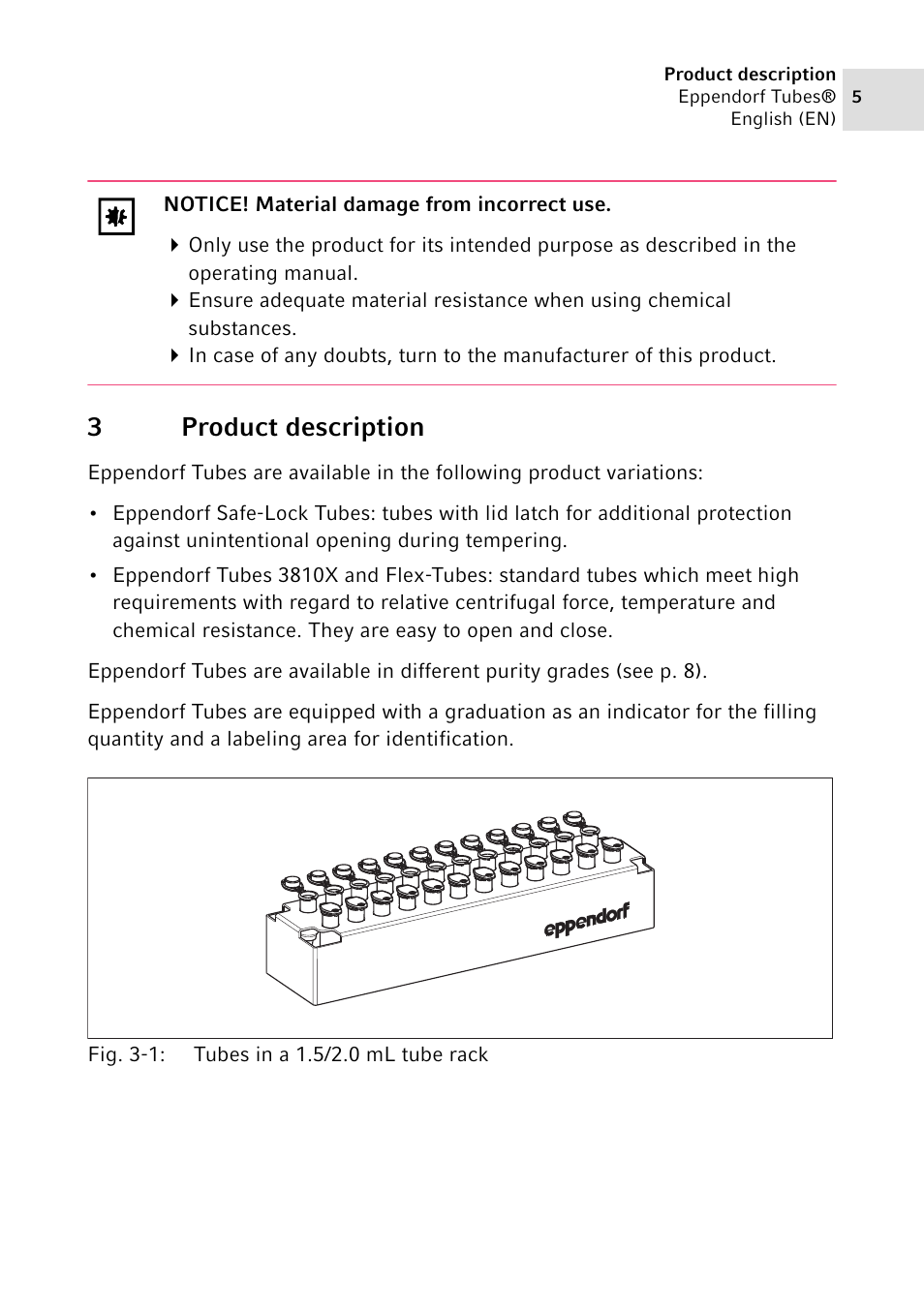 3 product description, 3product description | Eppendorf Tubes User Manual | Page 5 / 12