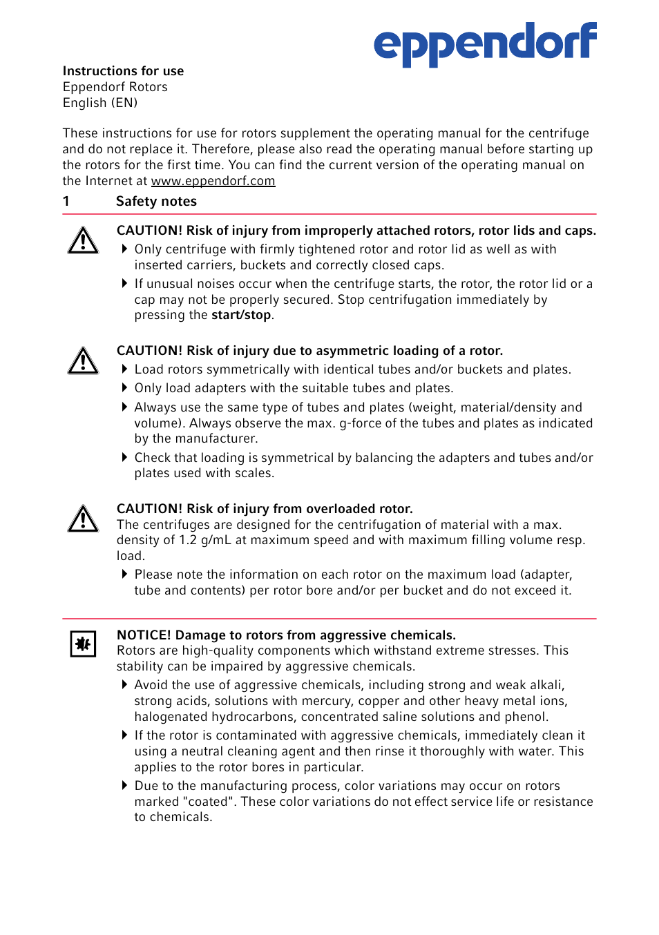 Eppendorf Rotors User Manual | 5 pages