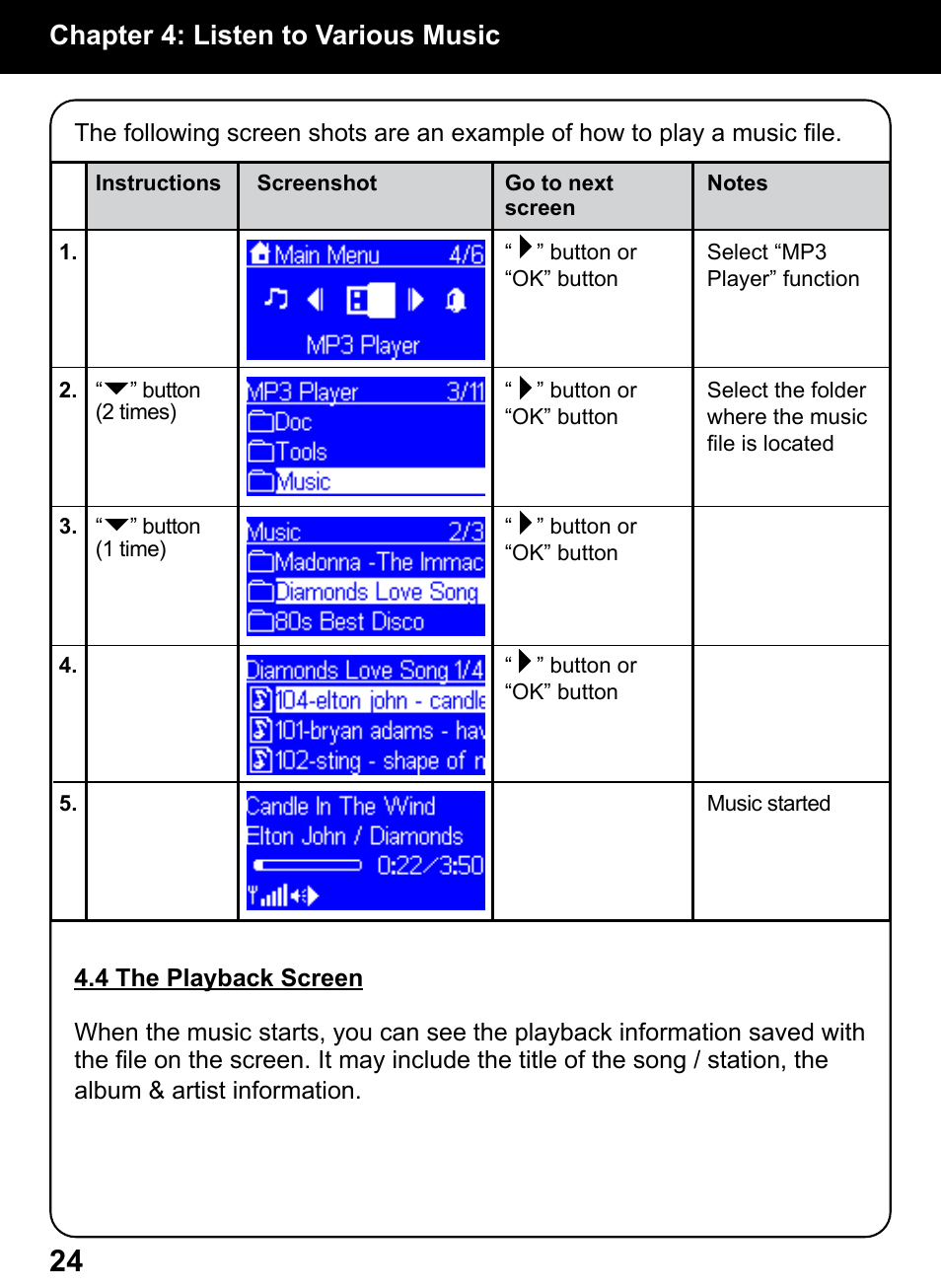 Chapter 4: listen to various music | Aluratek AIREC01F User Manual | Page 23 / 48