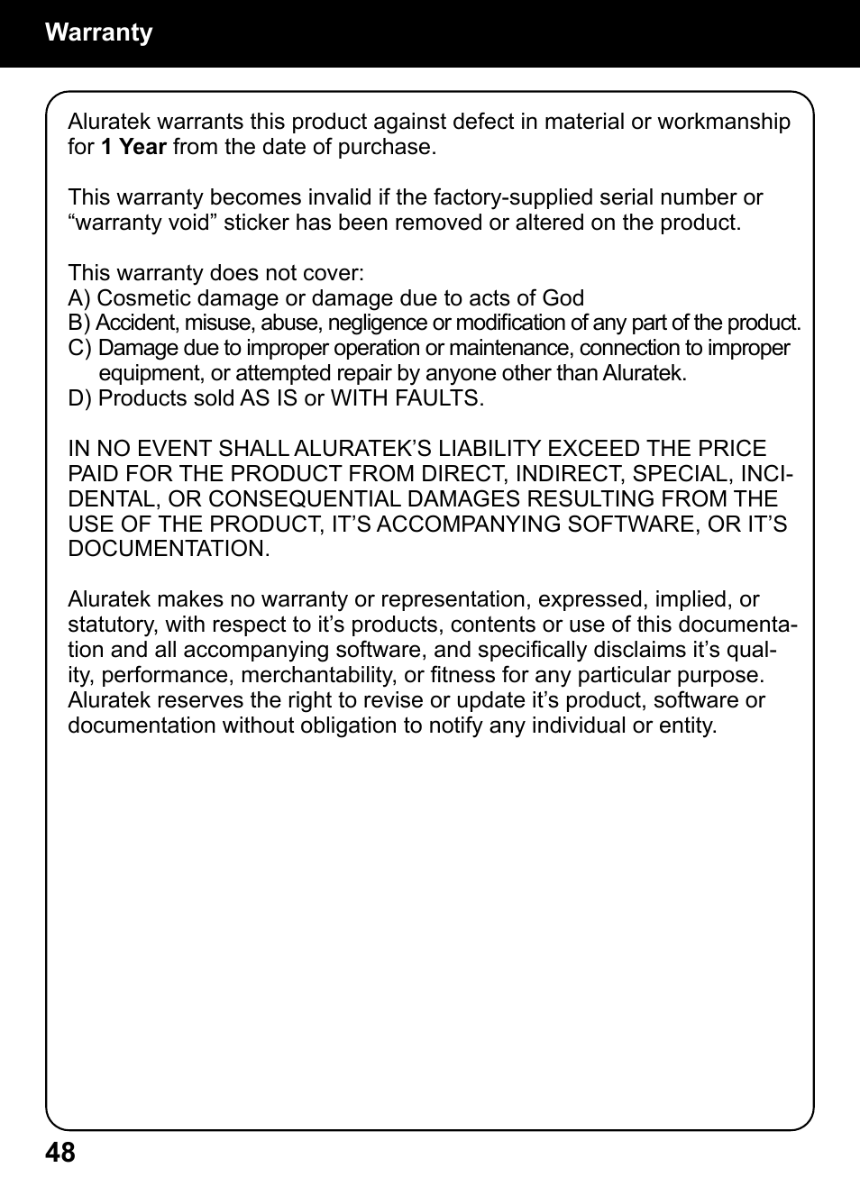 Aluratek AIREC01F User Manual | Page 47 / 48