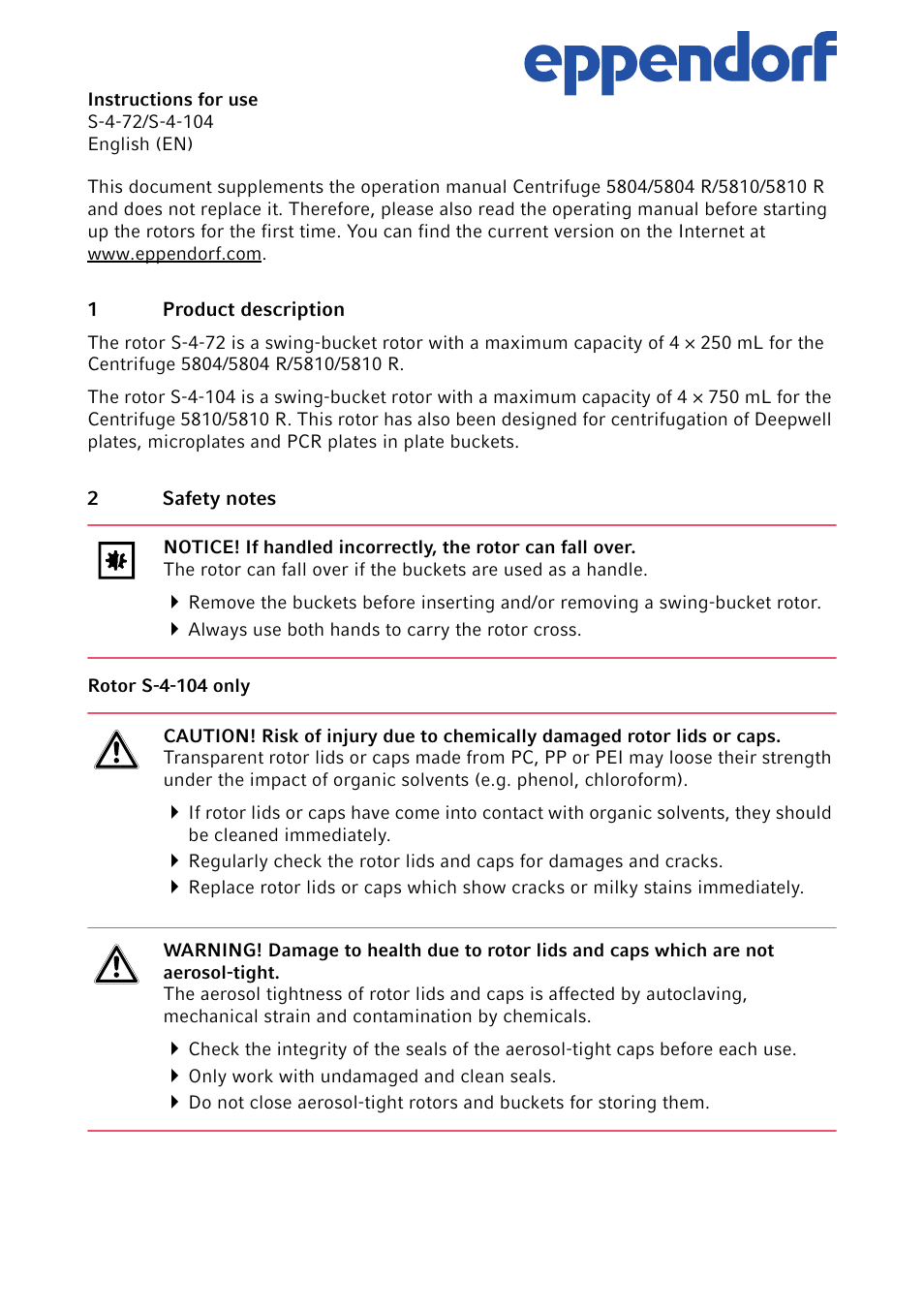 Eppendorf S-4-104 User Manual | 5 pages