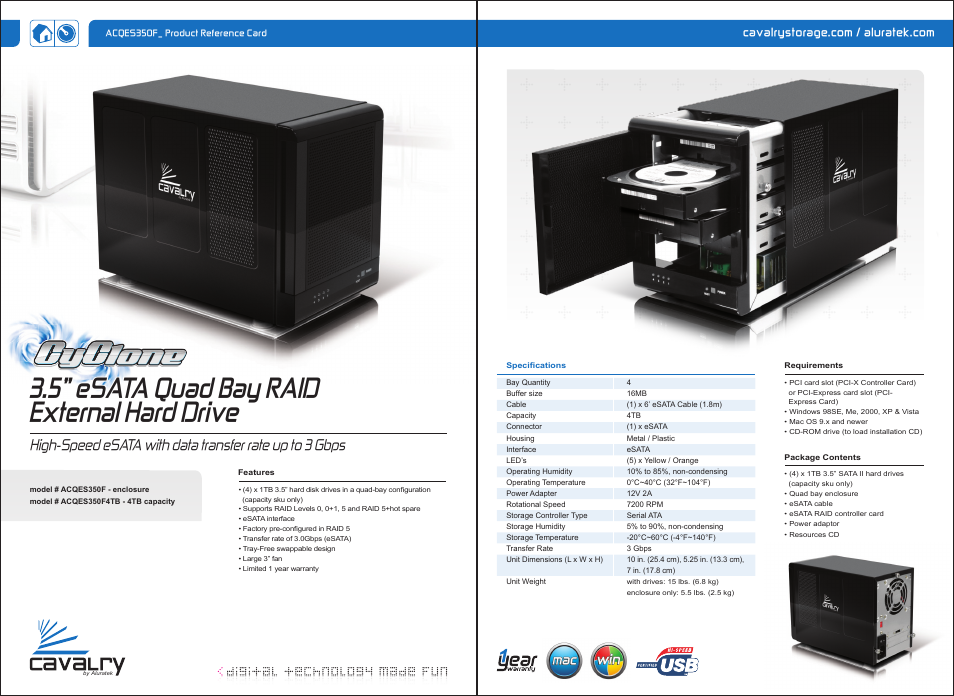 Aluratek Cyclone ACQES350F4TB User Manual | 1 page