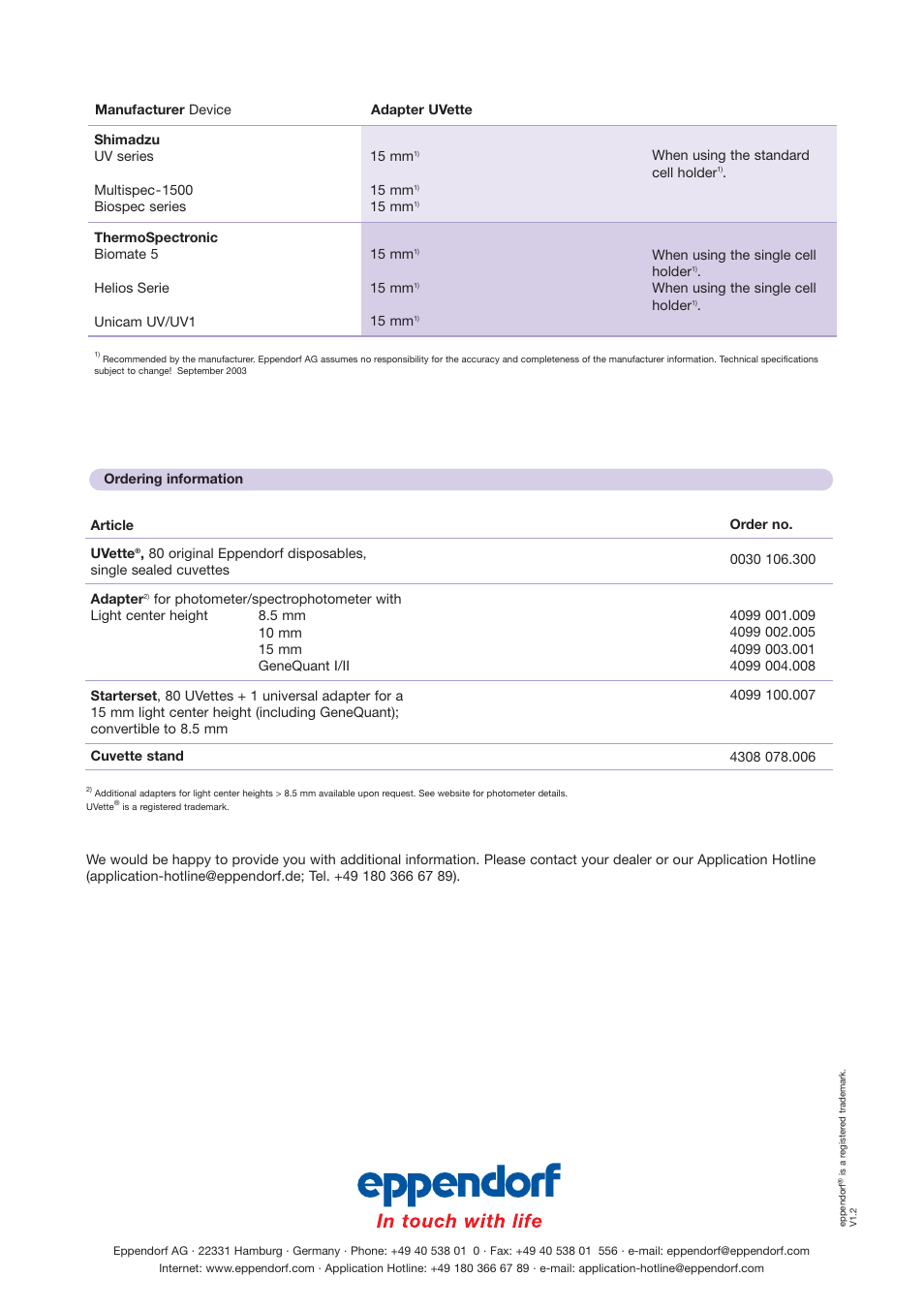 Eppendorf UVette User Manual | Page 3 / 3