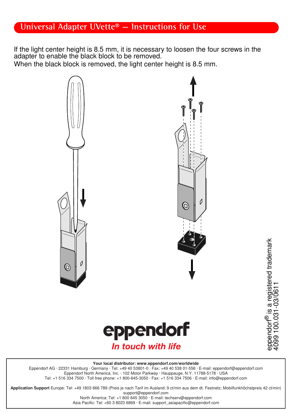 Universal adapter uvette® — instructions for use | Eppendorf Universal Adapter UVette User Manual | Page 2 / 2